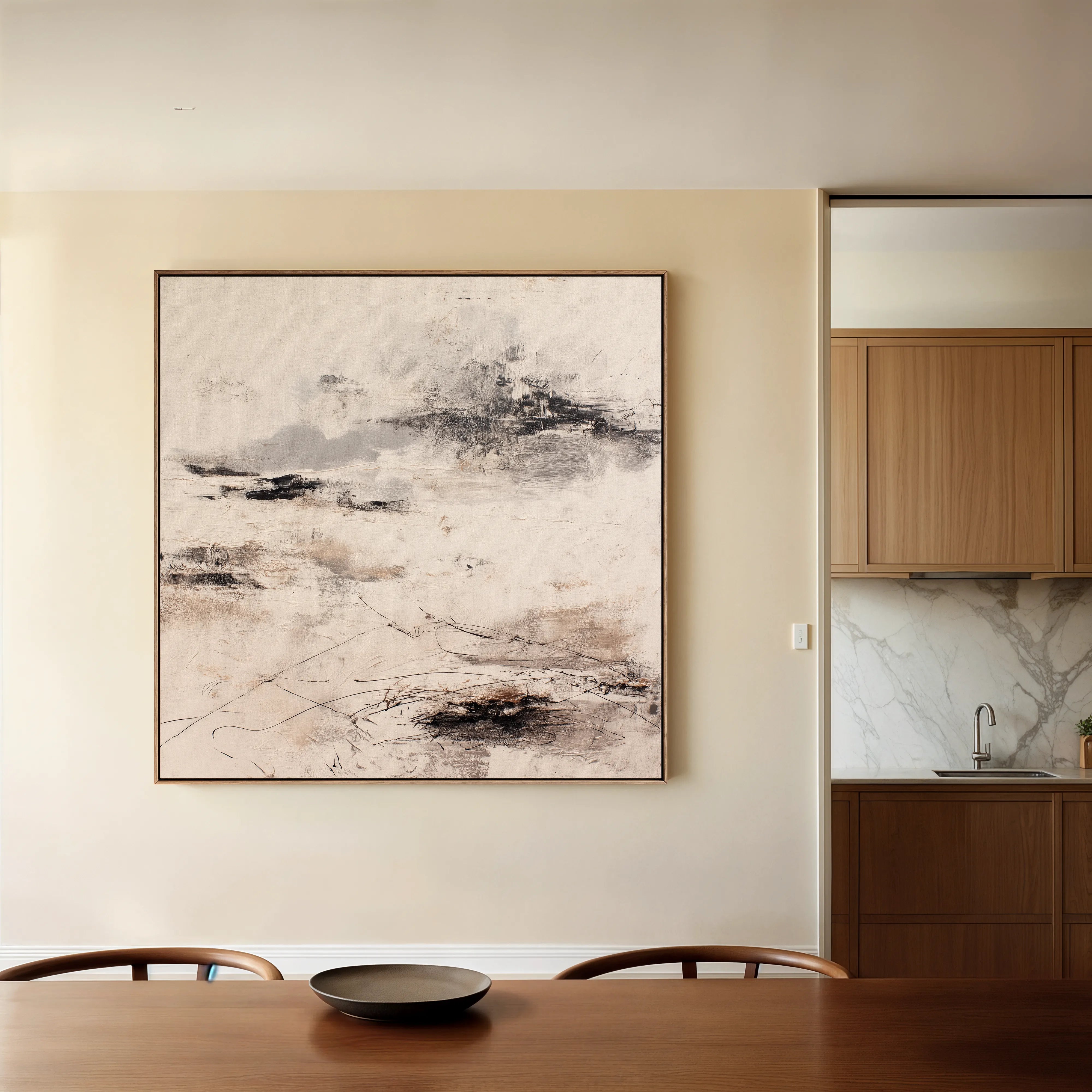 Abstract 1126 Canvas Art 16" x 16" / 40 x 40 cm / Black