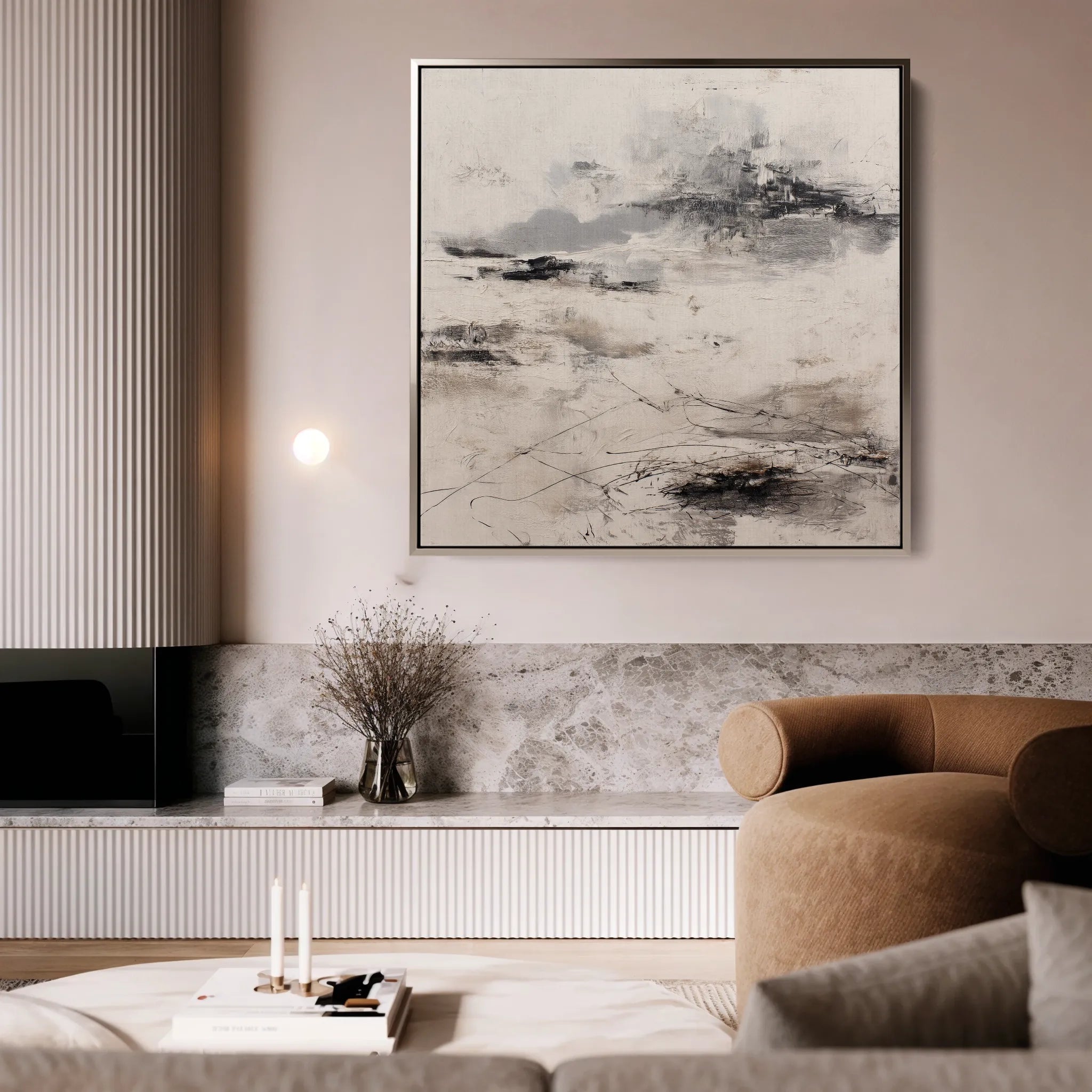 Abstract 1126 Canvas Art 16" x 16" / 40 x 40 cm / Black