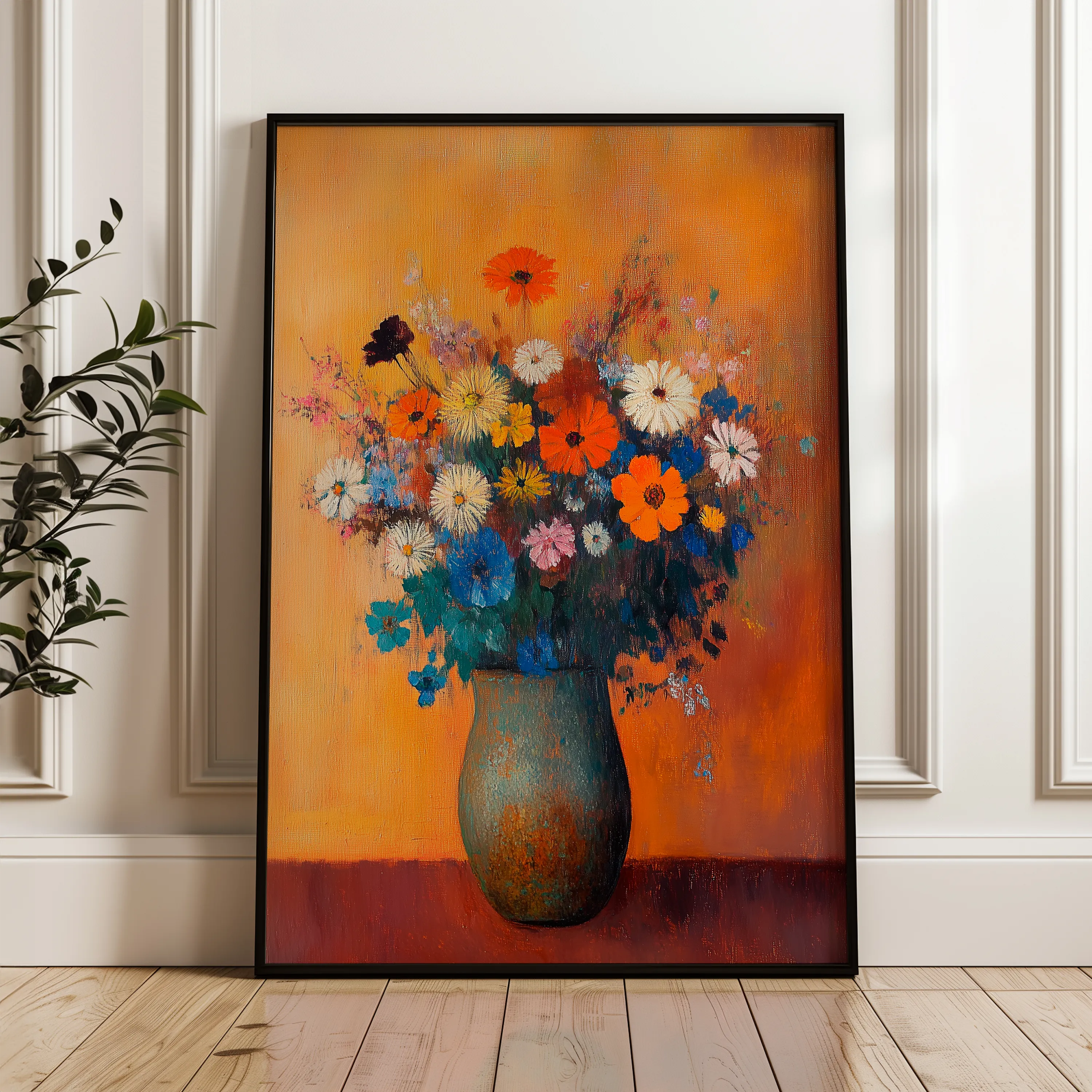 Floral 1126 Canvas Art 18" x 24" / 45 x 60 cm / Black