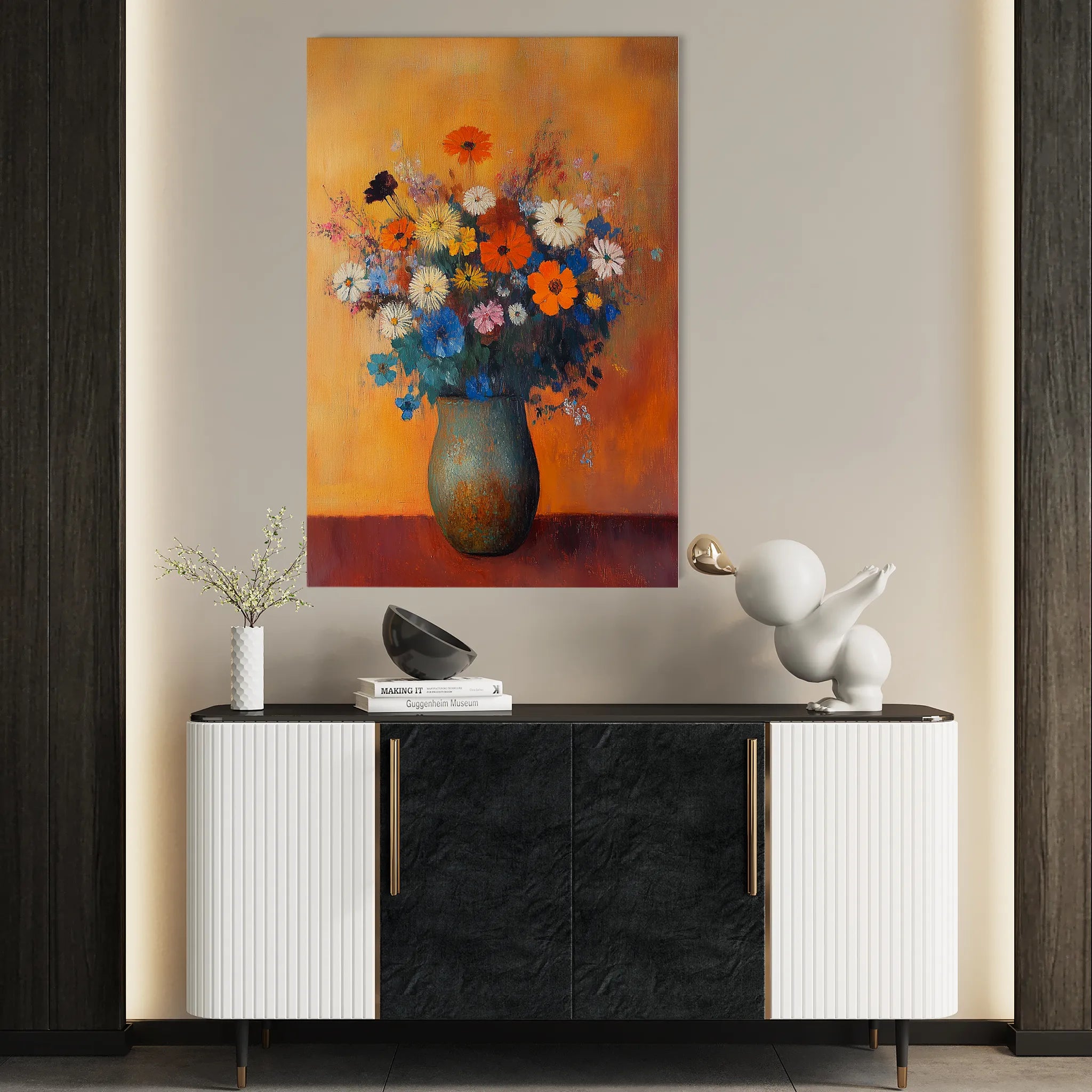 Floral 1126 Canvas Art 18" x 24" / 45 x 60 cm / Black