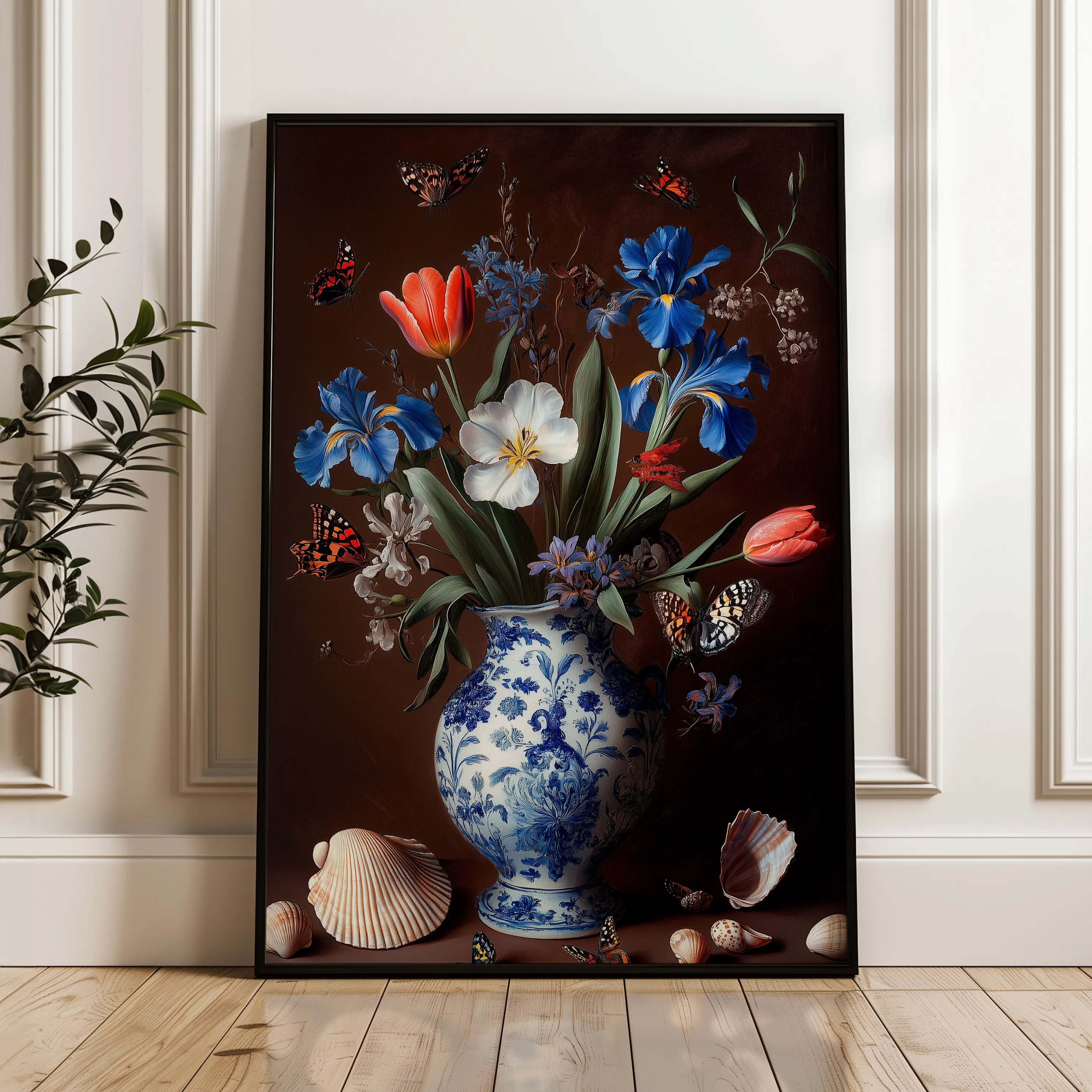 Floral 1127 Canvas Art 18" x 24" / 45 x 60 cm / Black
