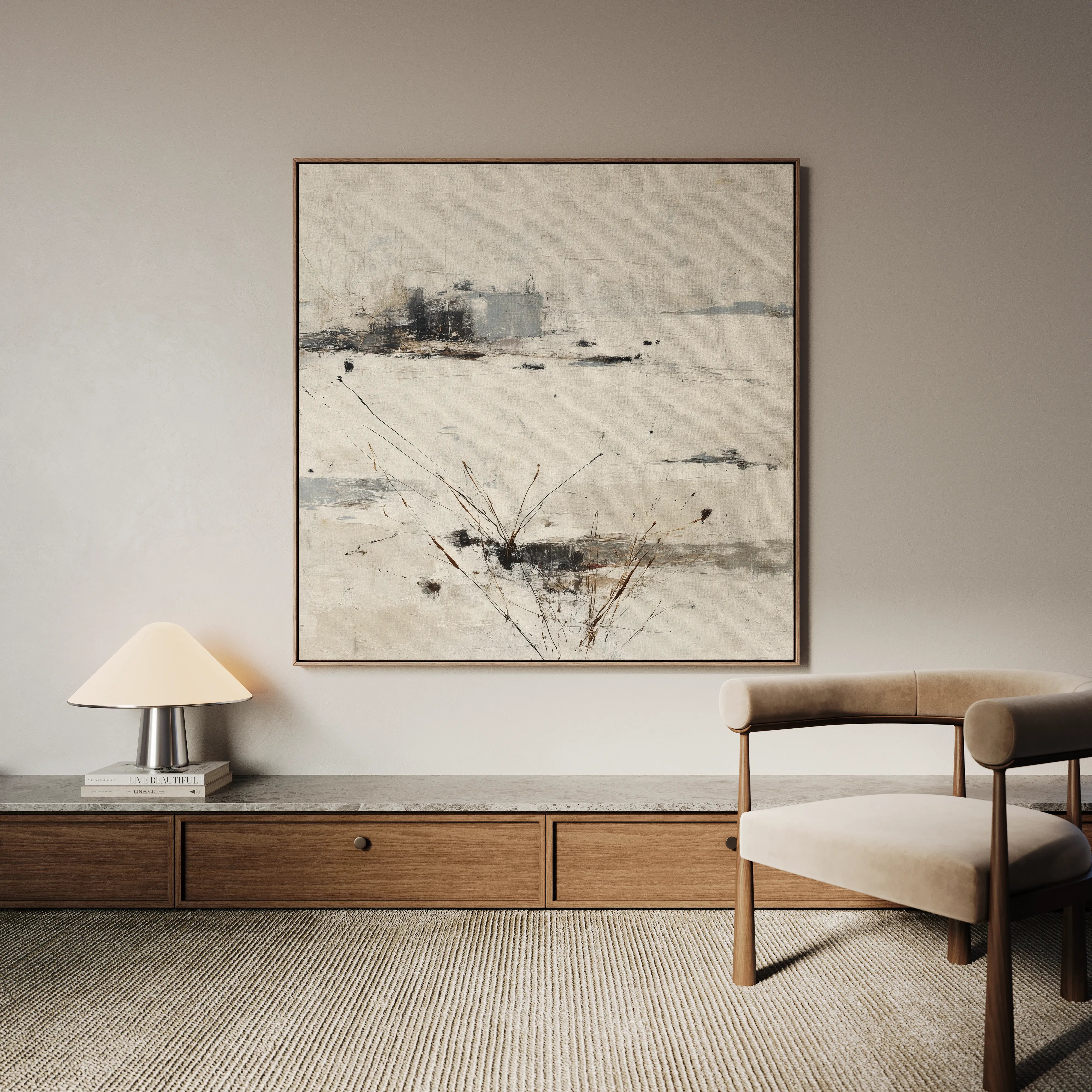 Abstract 1128 Canvas Art 16" x 16" / 40 x 40 cm / Black