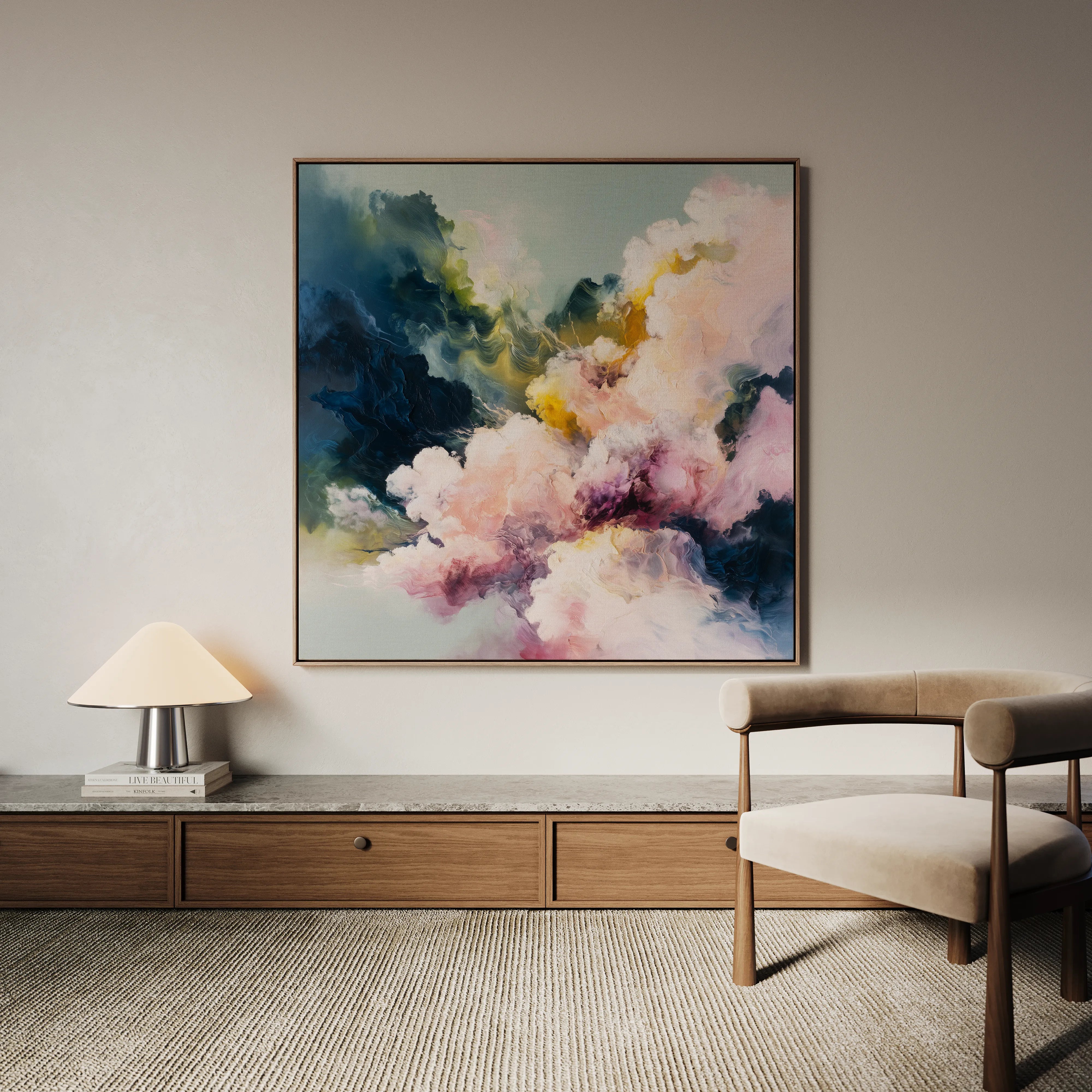 Abstract 1129 Canvas Art 16" x 16" / 40 x 40 cm / Black