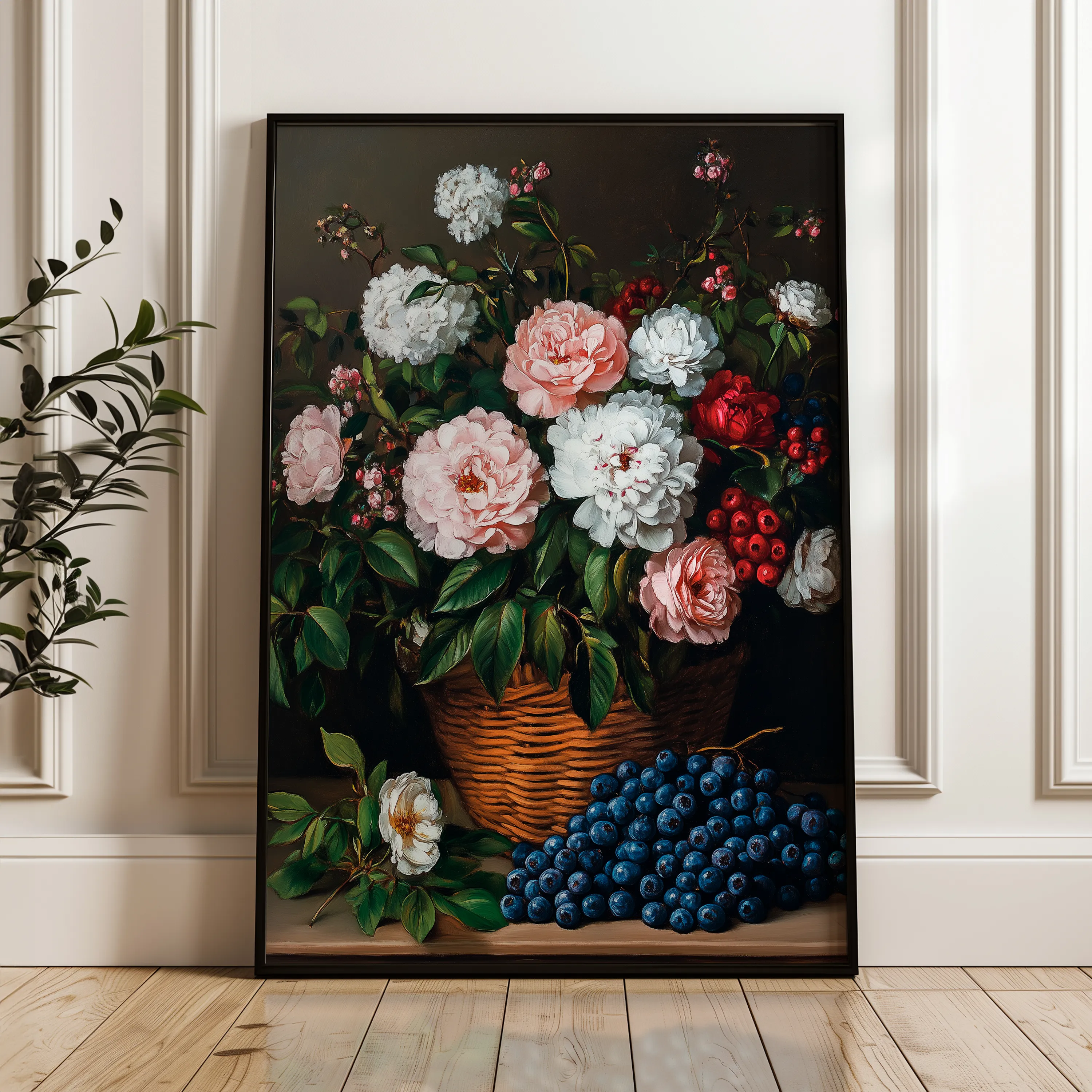 Floral 1129 Canvas Art 18" x 24" / 45 x 60 cm / Black