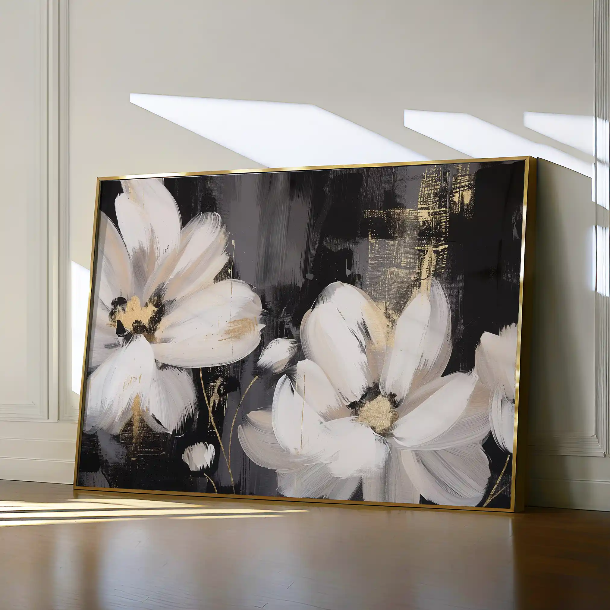 Floral 113 Canvas Art 18" x 24" / 45 x 60 cm / Black