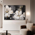 Floral 113 Canvas Art 18" x 24" / 45 x 60 cm / Black