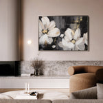Floral 113 Canvas Art 18" x 24" / 45 x 60 cm / Black