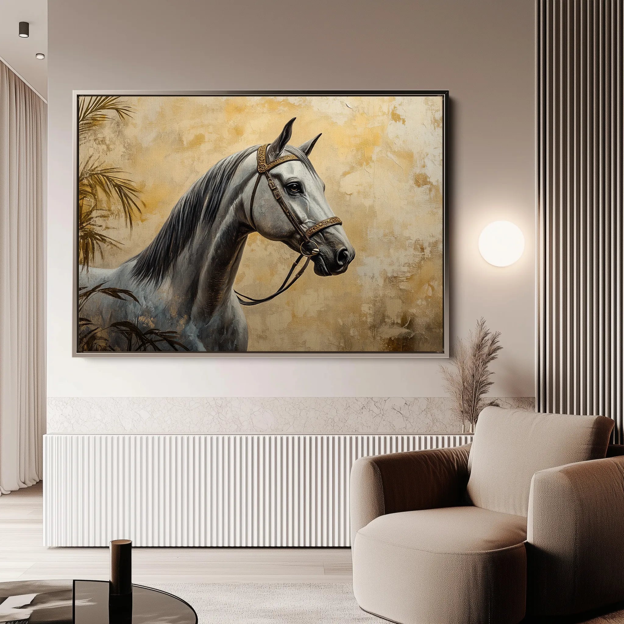 Horses 113 Canvas Art 18" x 24" / 45 x 60 cm / Black