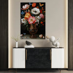 Floral 1130 Canvas Art 18" x 24" / 45 x 60 cm / Black