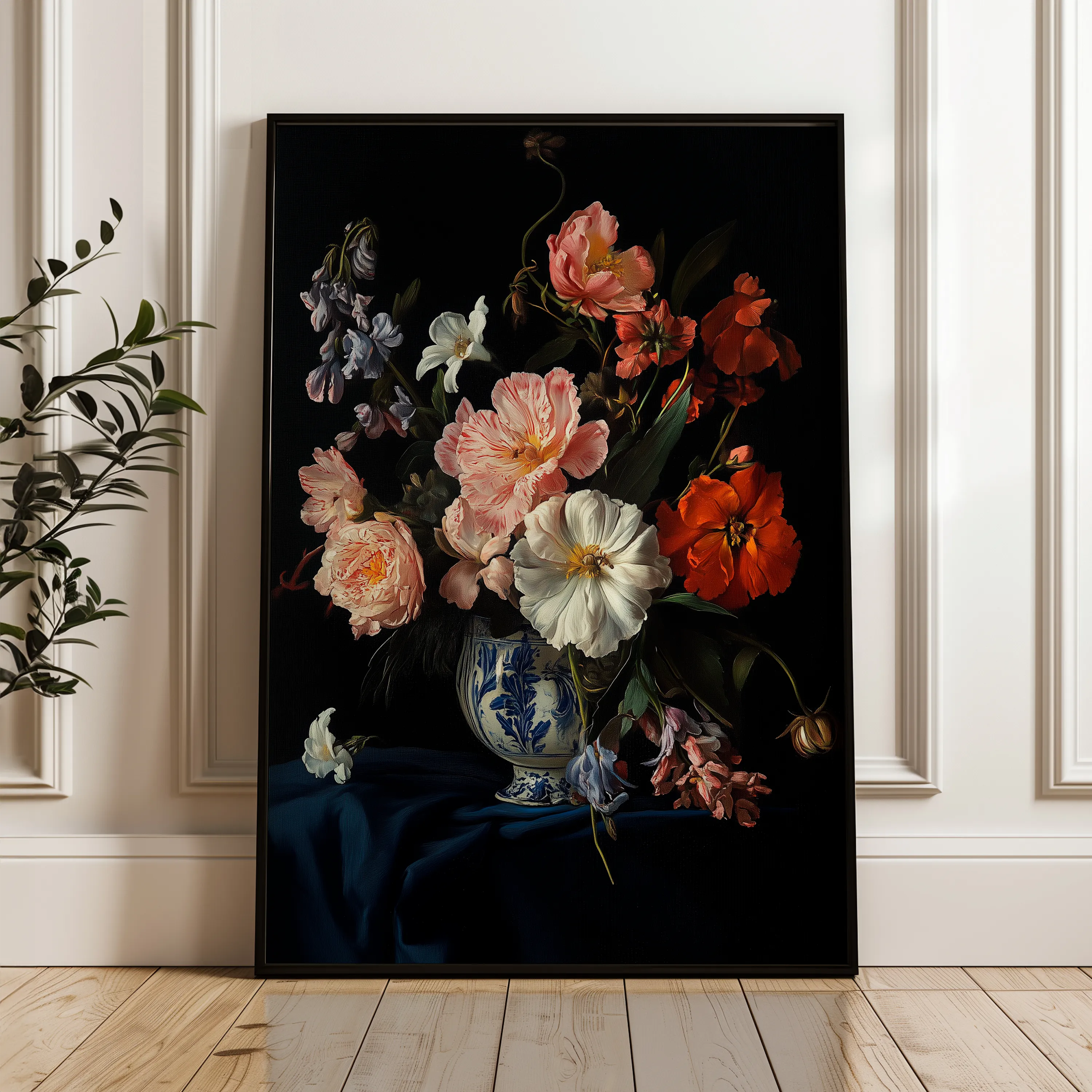 Floral 1131 Canvas Art 18" x 24" / 45 x 60 cm / Black