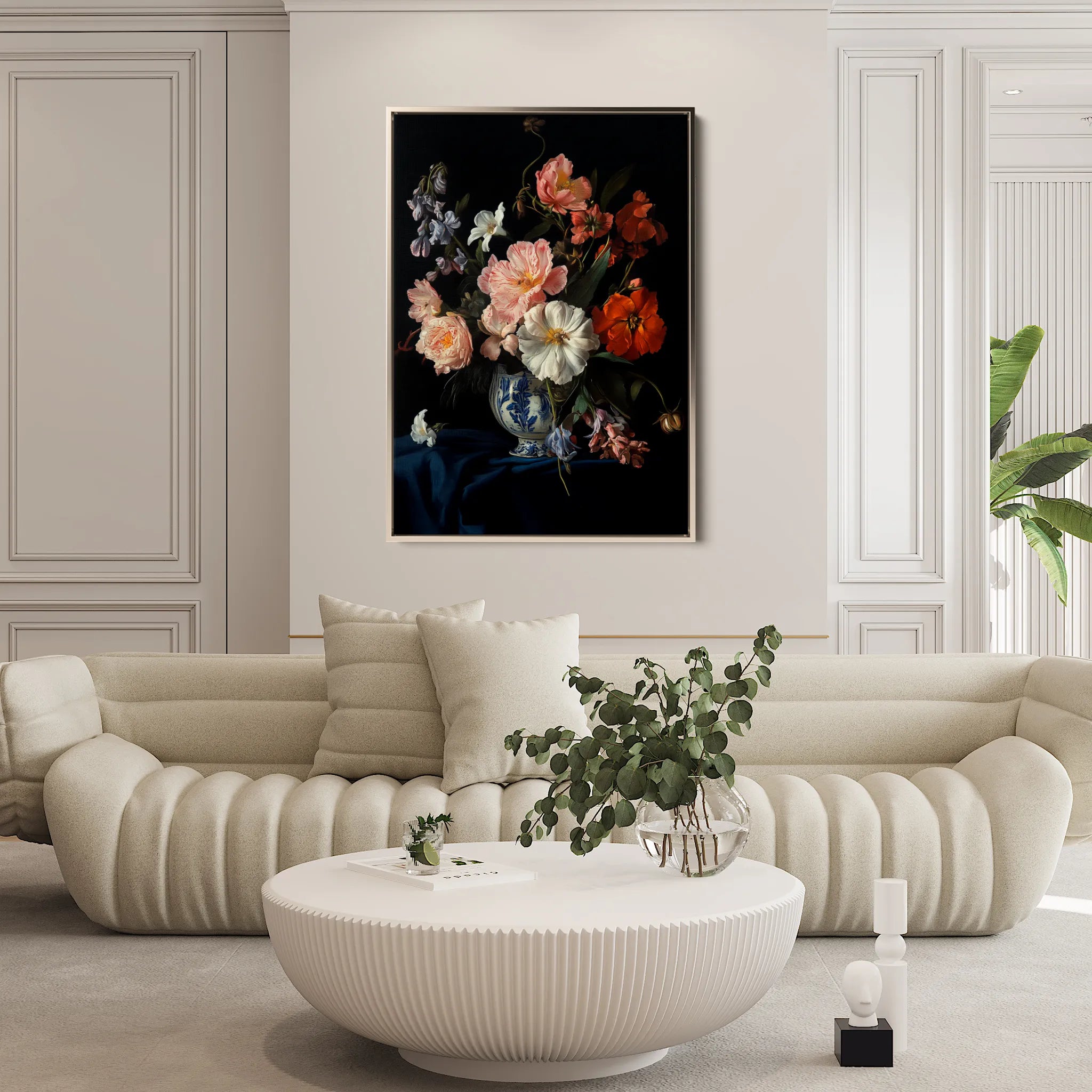 Floral 1131 Canvas Art 18" x 24" / 45 x 60 cm / Black