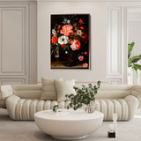 Floral 1133 Canvas Art 18" x 24" / 45 x 60 cm / Black