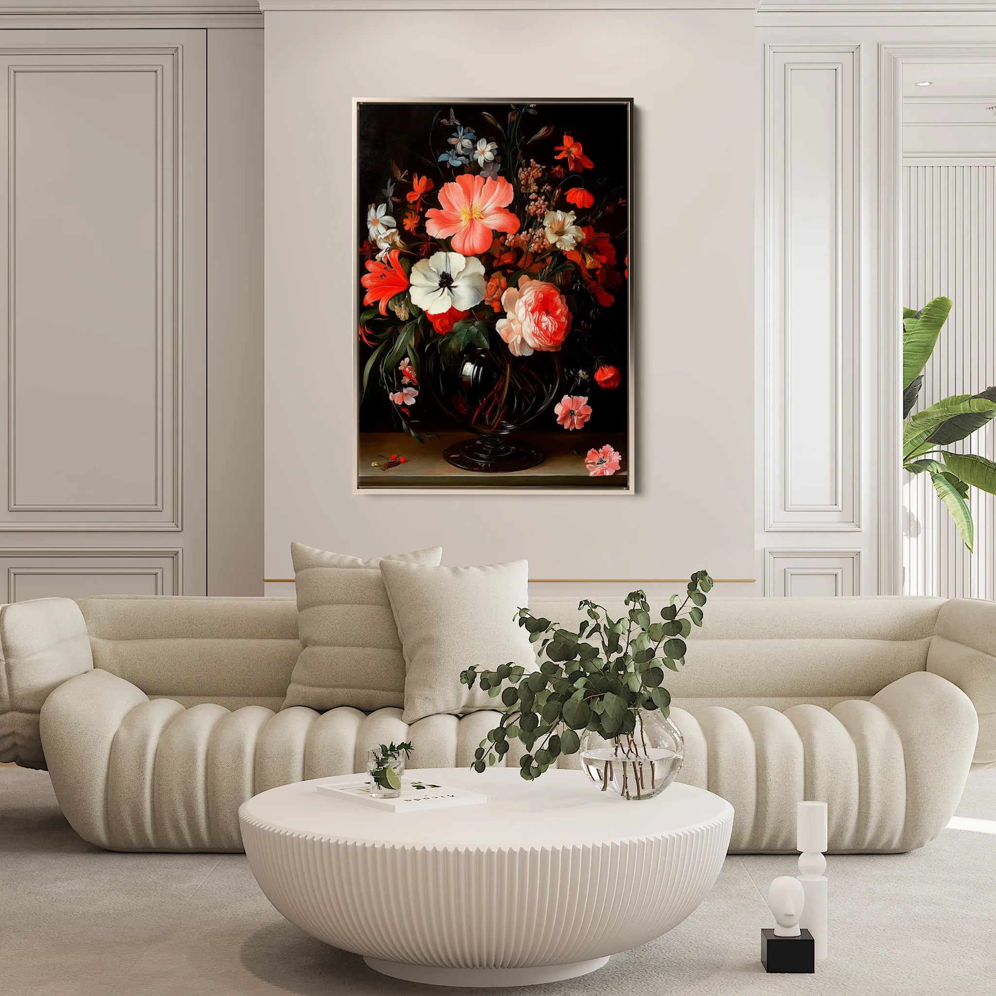 Floral 1133 Canvas Art 18" x 24" / 45 x 60 cm / Black