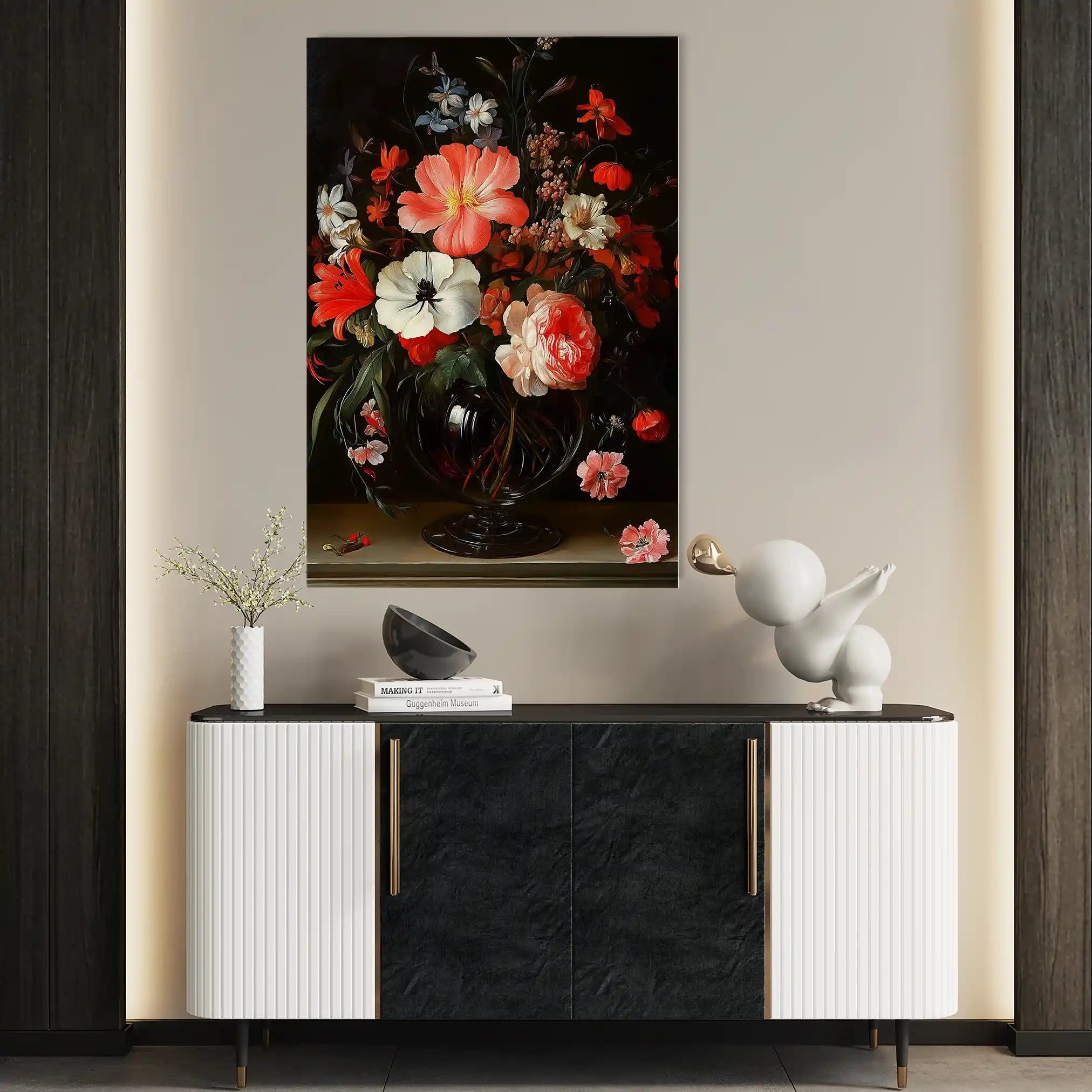 Floral 1133 Canvas Art 60 x 40 cm / Black