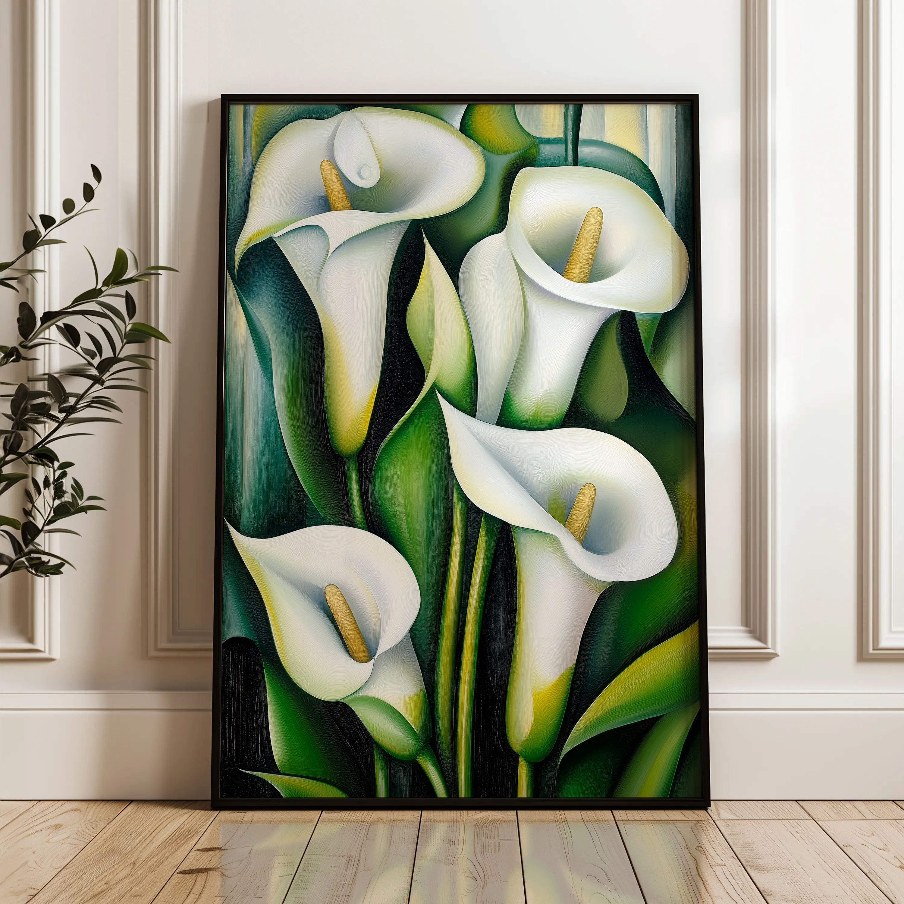Floral 1134 Canvas Art 18" x 24" / 45 x 60 cm / Black