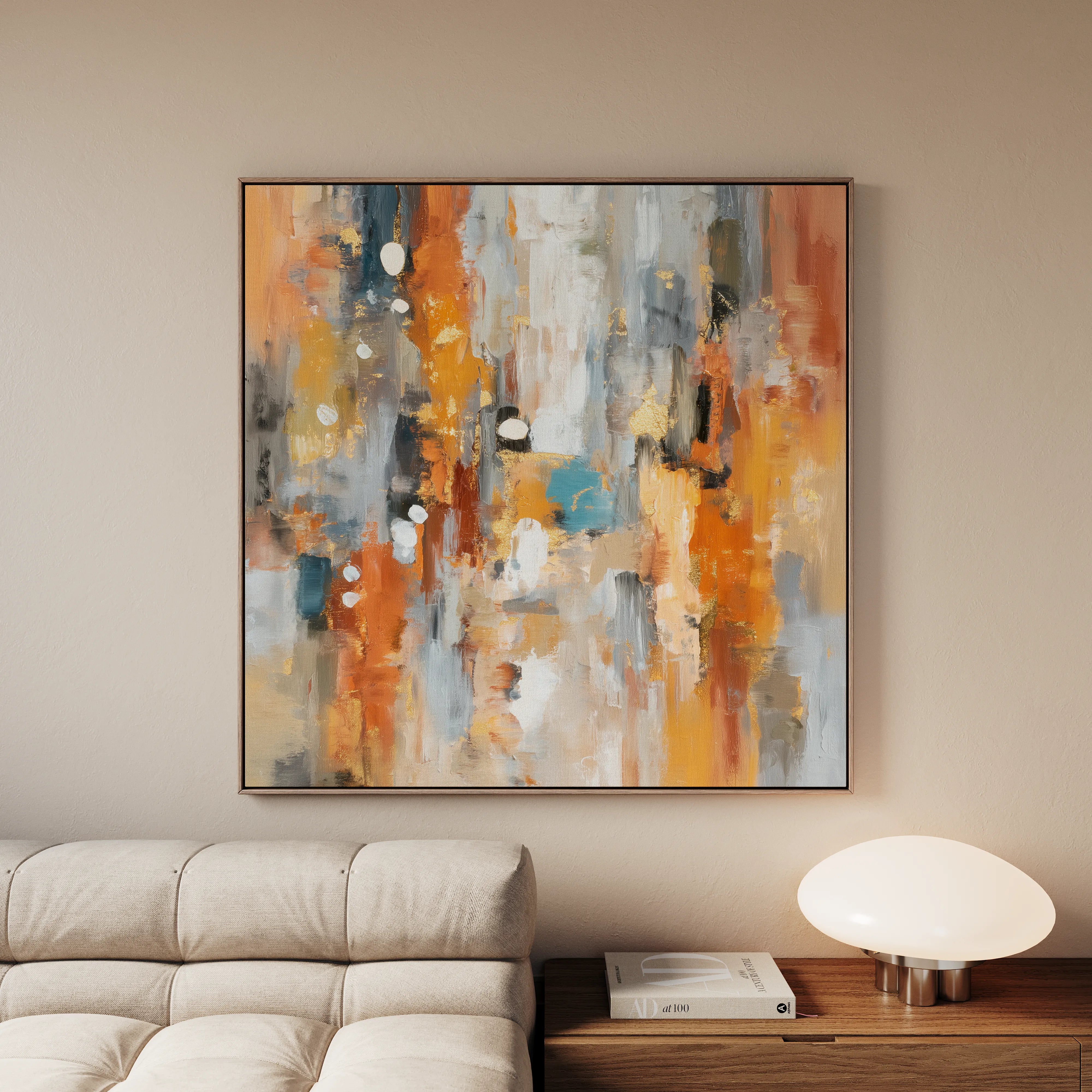 Abstract 1135 Canvas Art 16" x 16" / 40 x 40 cm / Black
