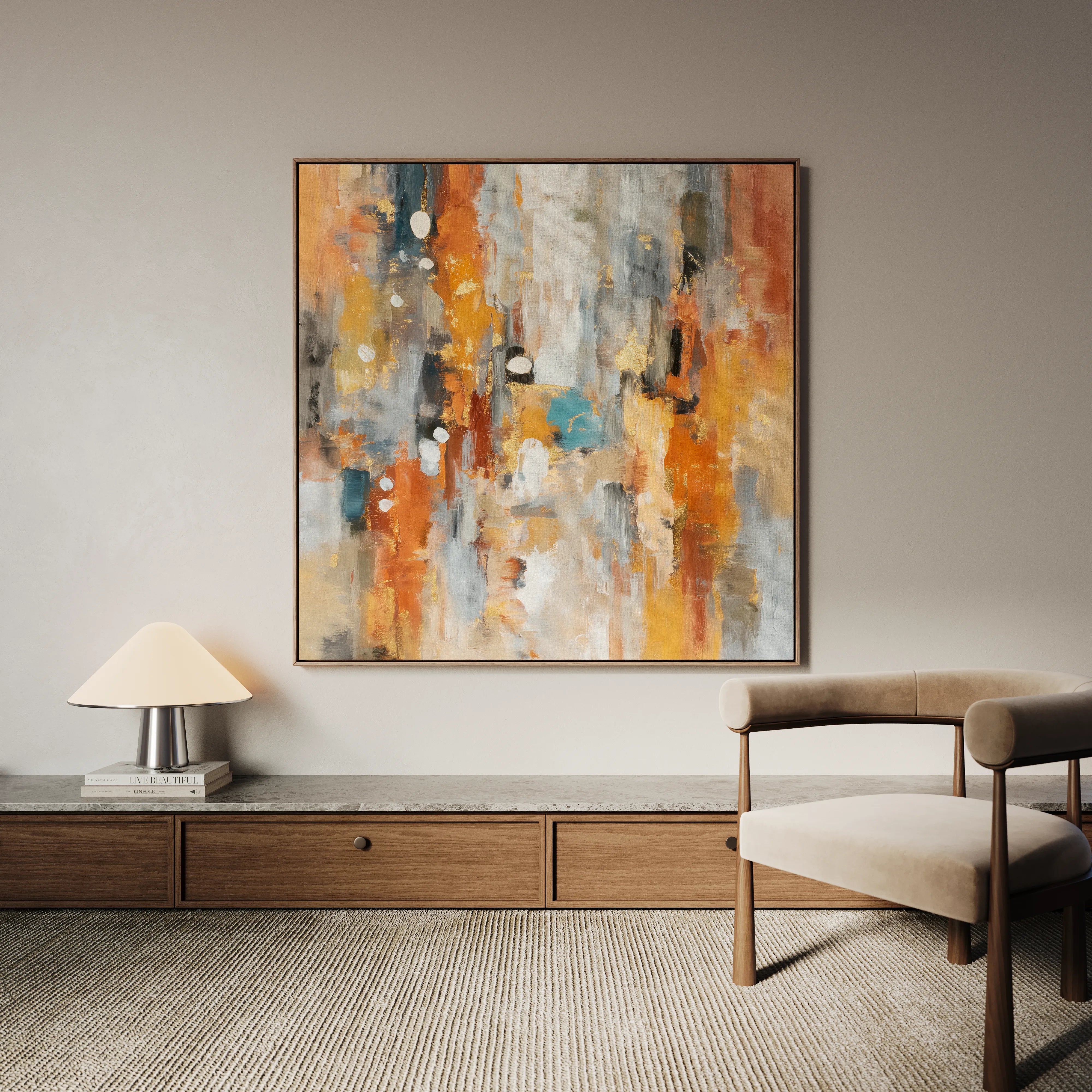 Abstract 1135 Canvas Art 16" x 16" / 40 x 40 cm / Black