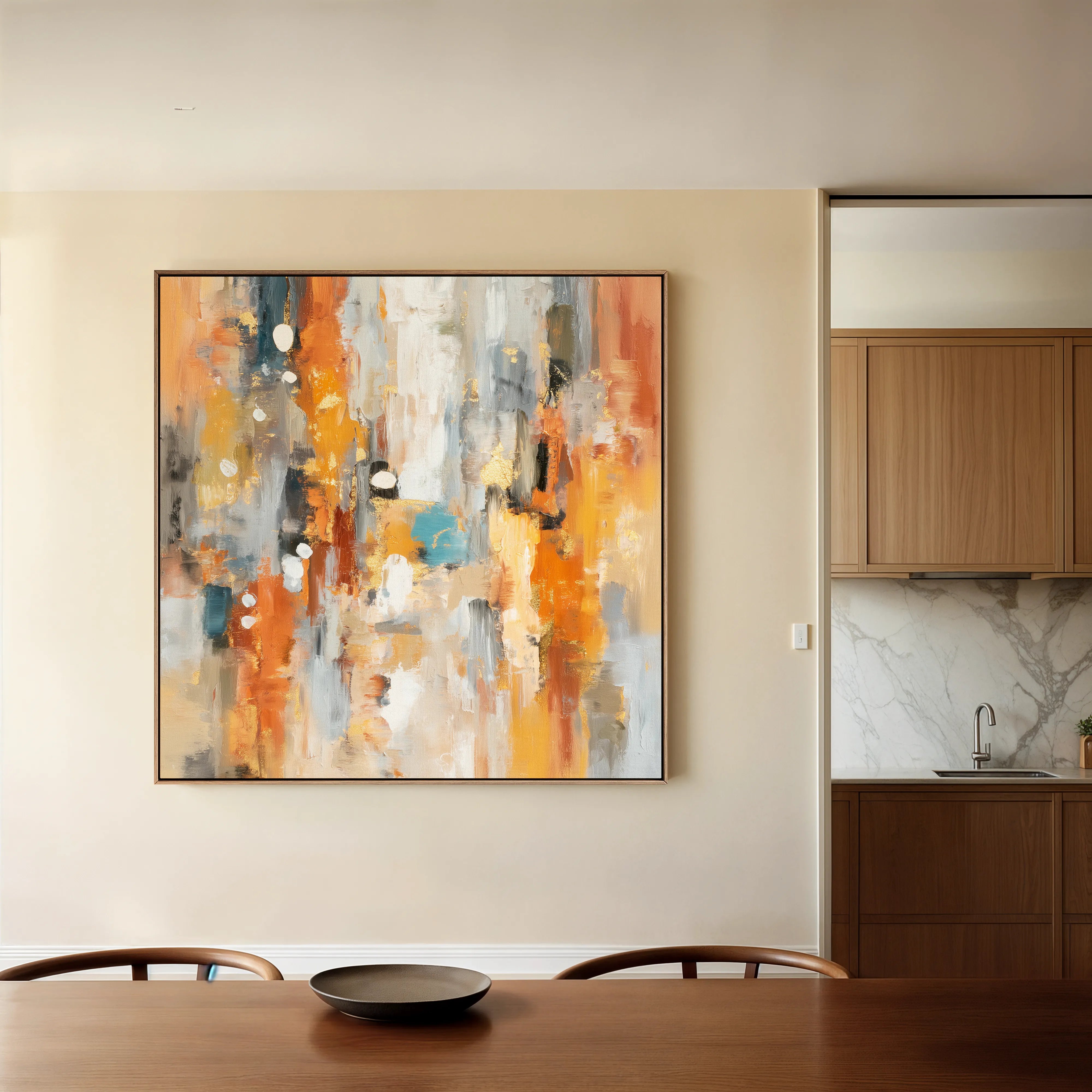 Abstract 1135 Canvas Art 16" x 16" / 40 x 40 cm / Black