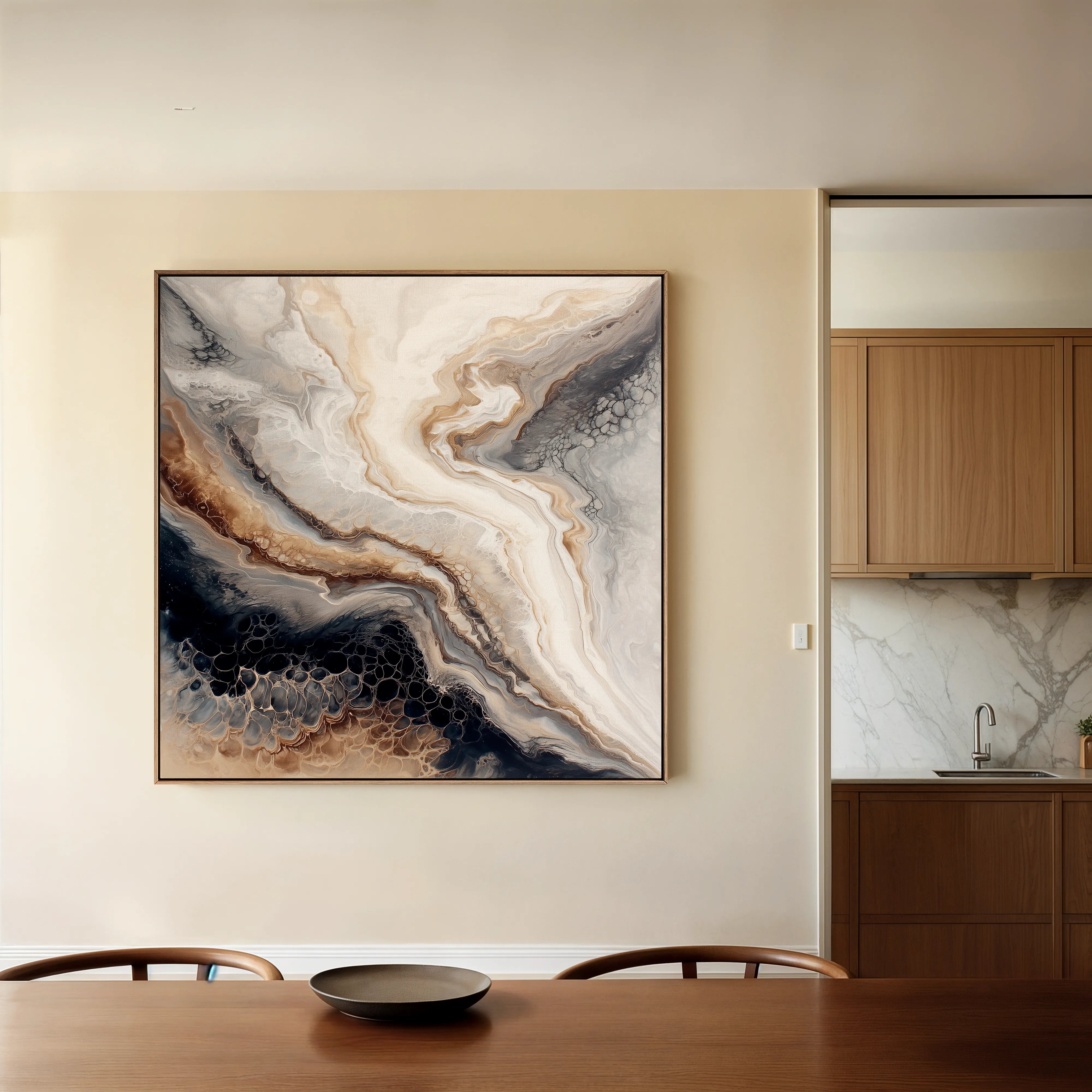 Abstract 1136 Canvas Art 16" x 16" / 40 x 40 cm / Black