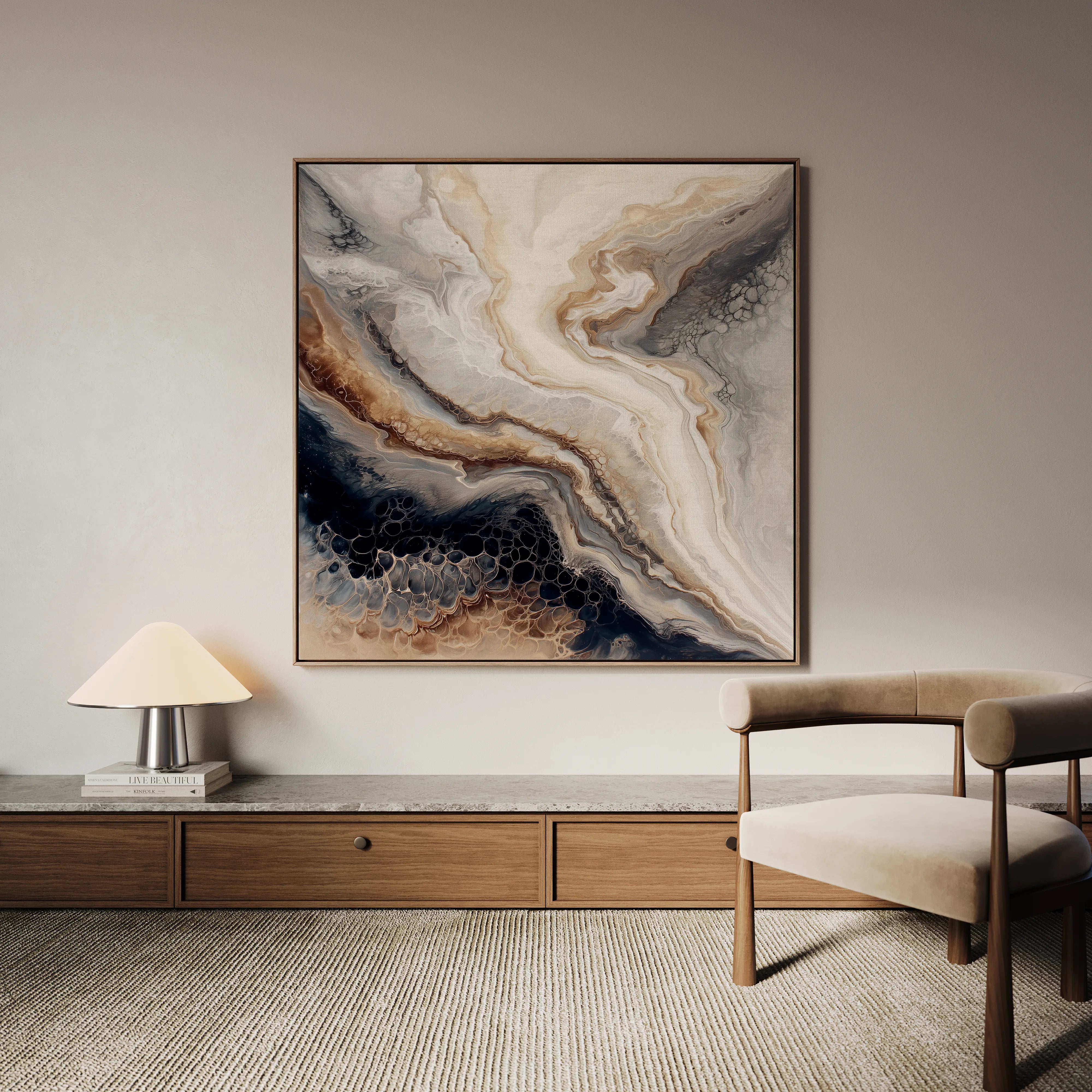 Abstract 1136 Canvas Art 16" x 16" / 40 x 40 cm / Black