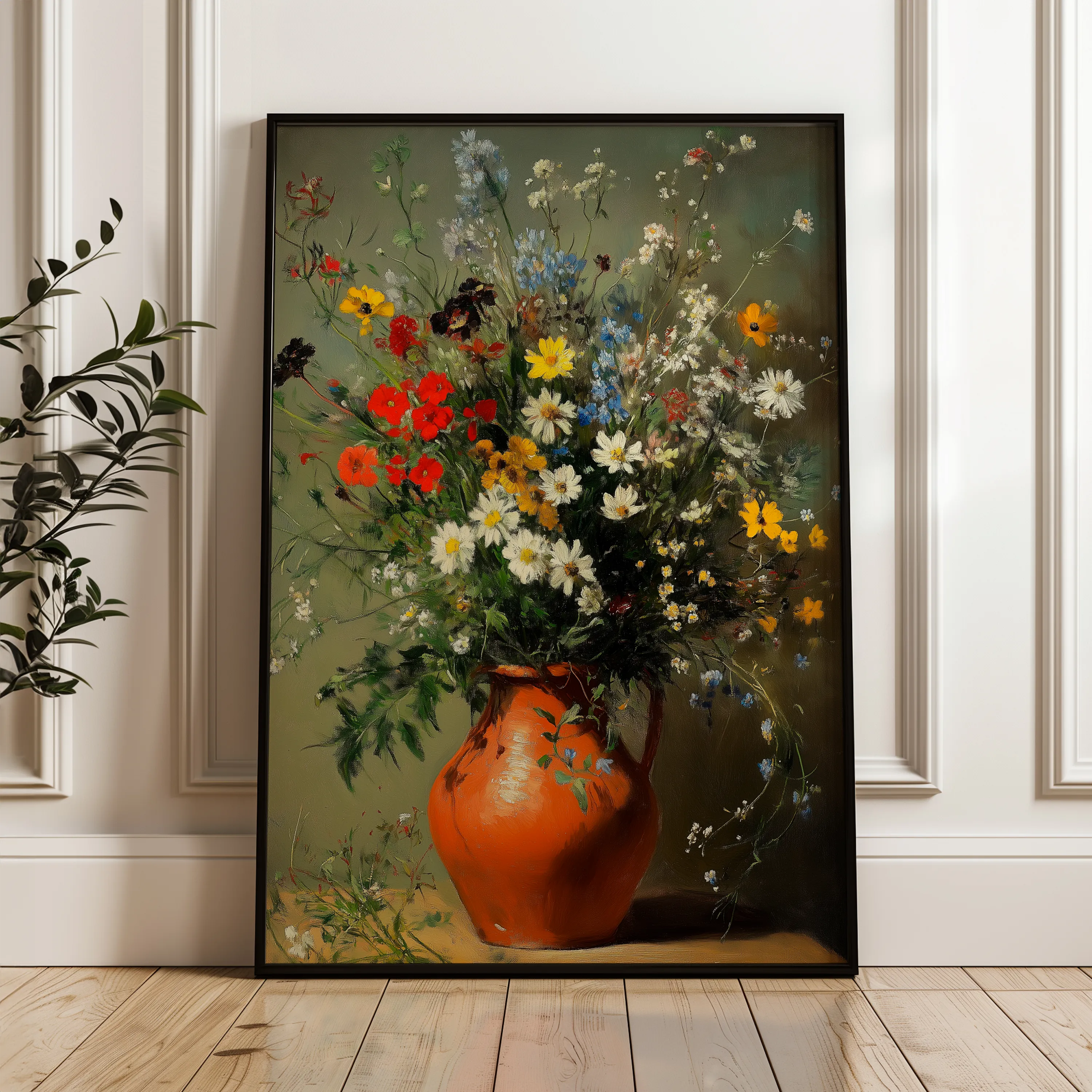 Floral 1136 Canvas Art 18" x 24" / 45 x 60 cm / Black