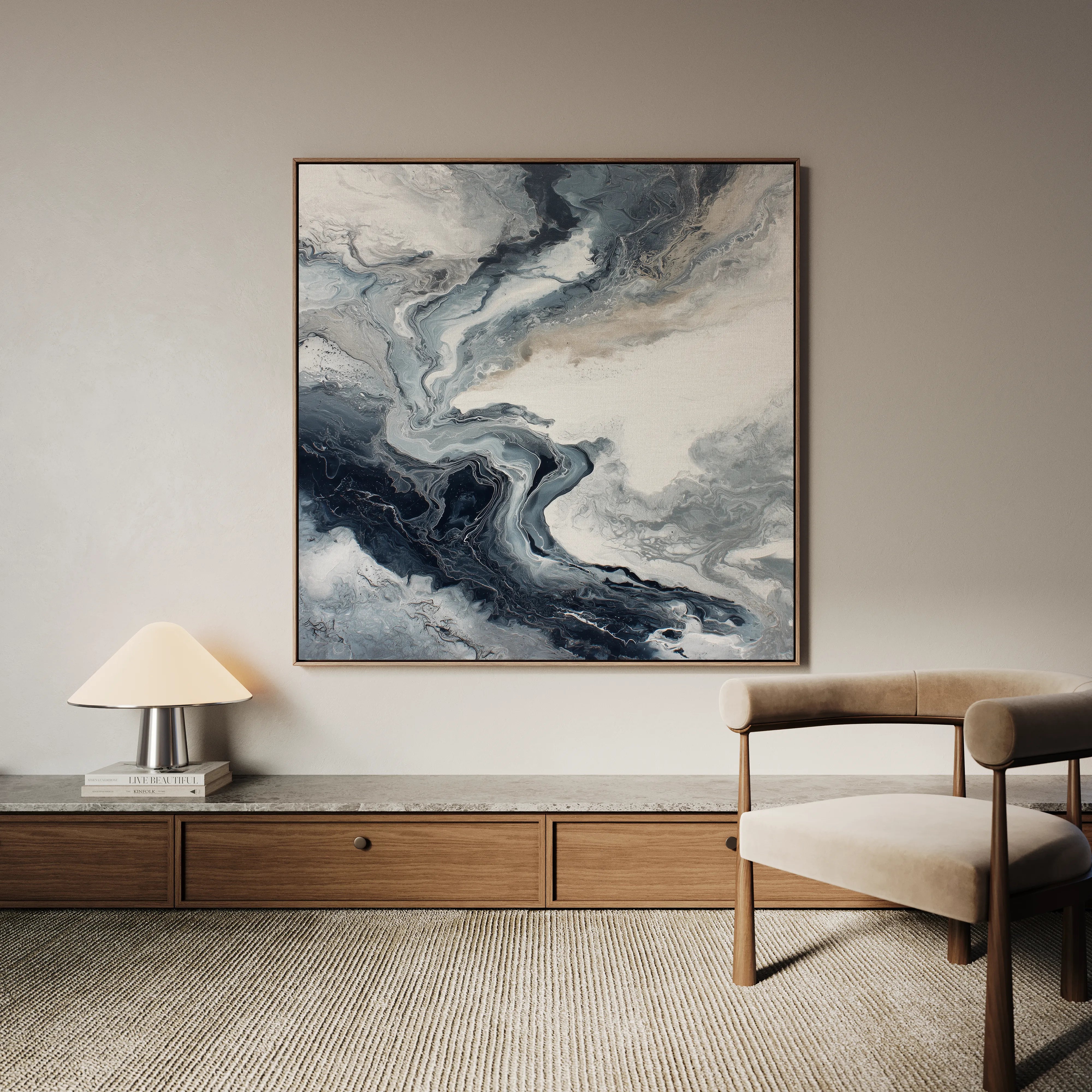 Abstract 1137 Canvas Art 16" x 16" / 40 x 40 cm / Black