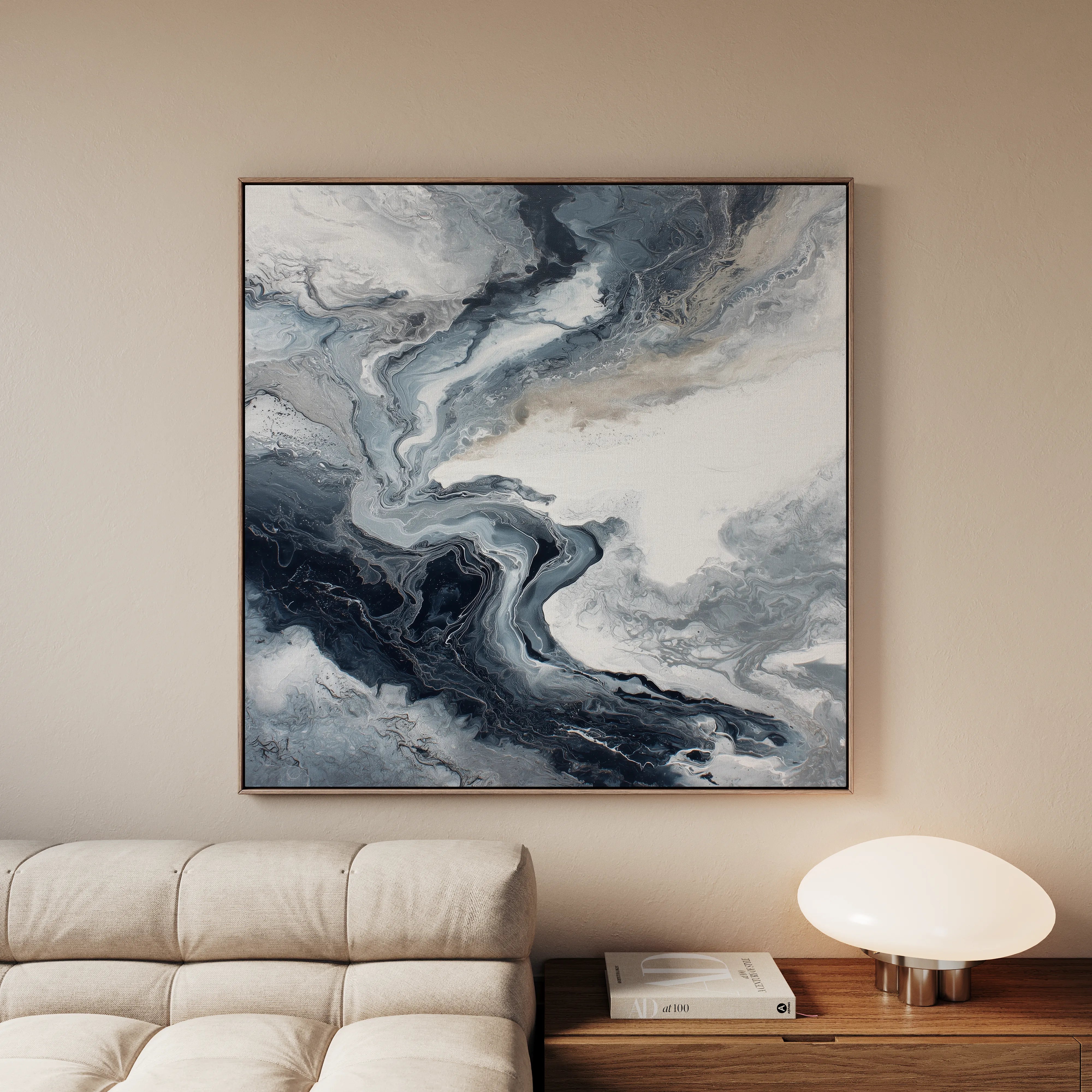 Abstract 1137 Canvas Art 16" x 16" / 40 x 40 cm / Black