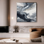 Abstract 1137 Canvas Art 16" x 16" / 40 x 40 cm / Black