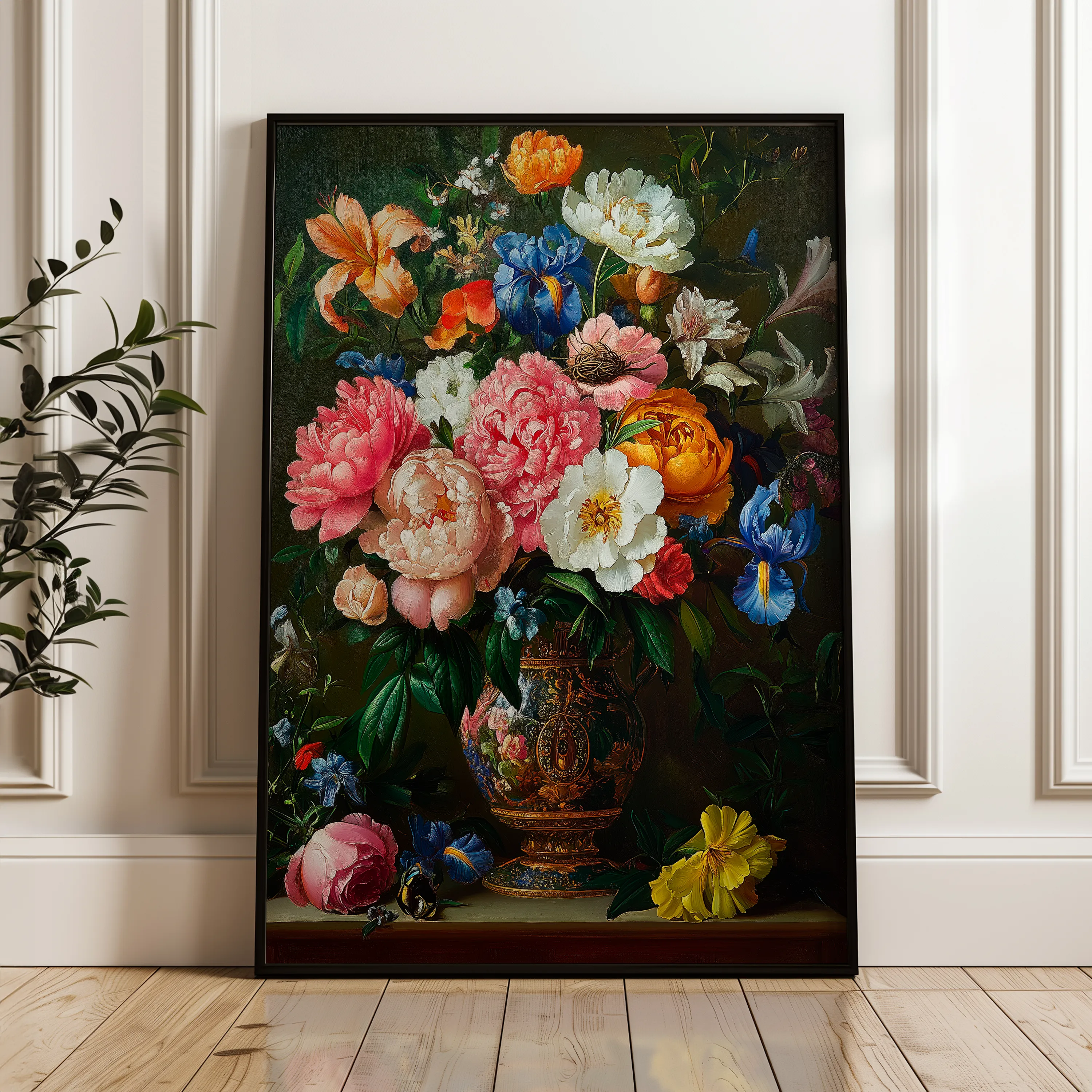 Floral 1137 Canvas Art 18" x 24" / 45 x 60 cm / Black