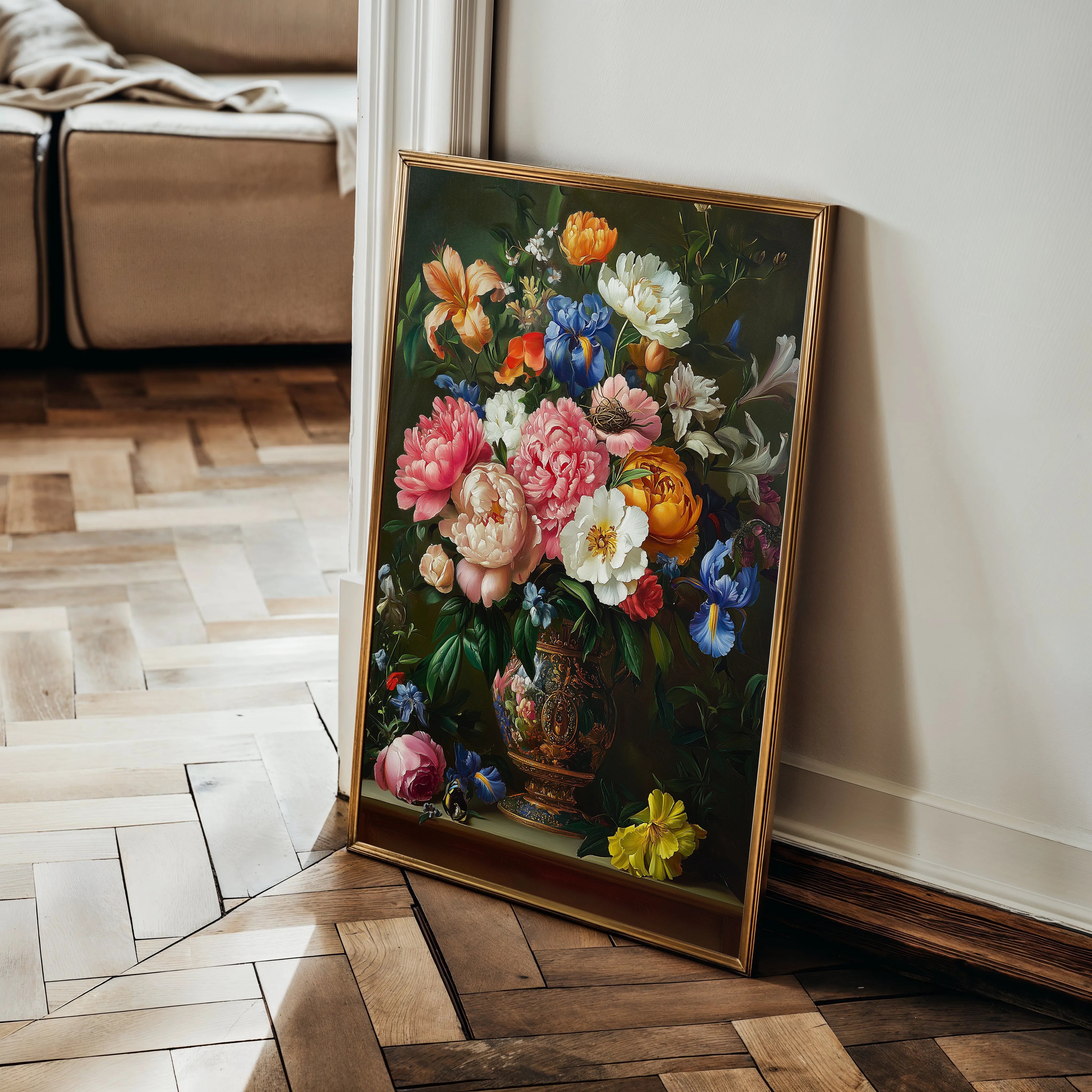 Floral 1137 Canvas Art 18" x 24" / 45 x 60 cm / Black