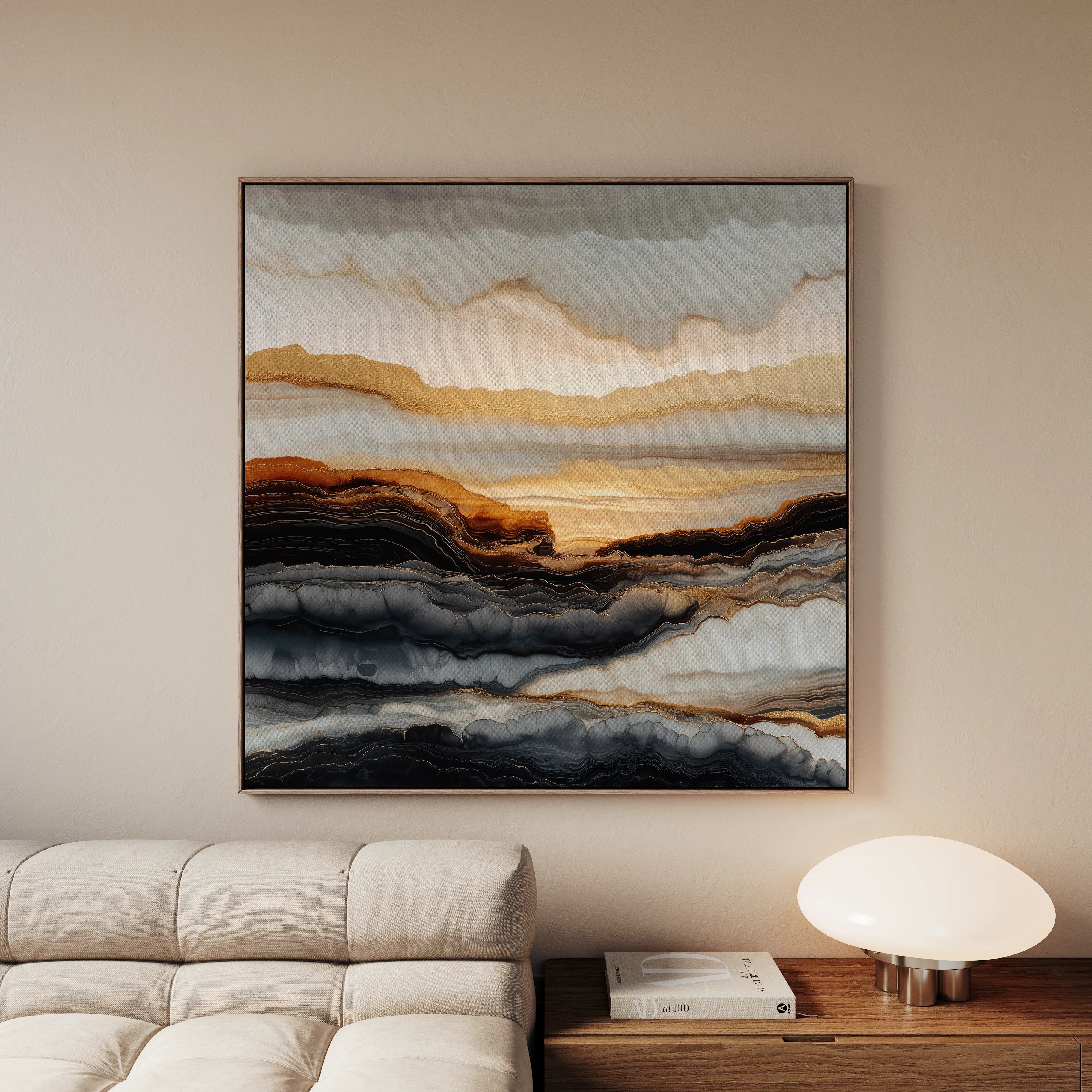 Abstract 1138 Canvas Art 16" x 16" / 40 x 40 cm / Black