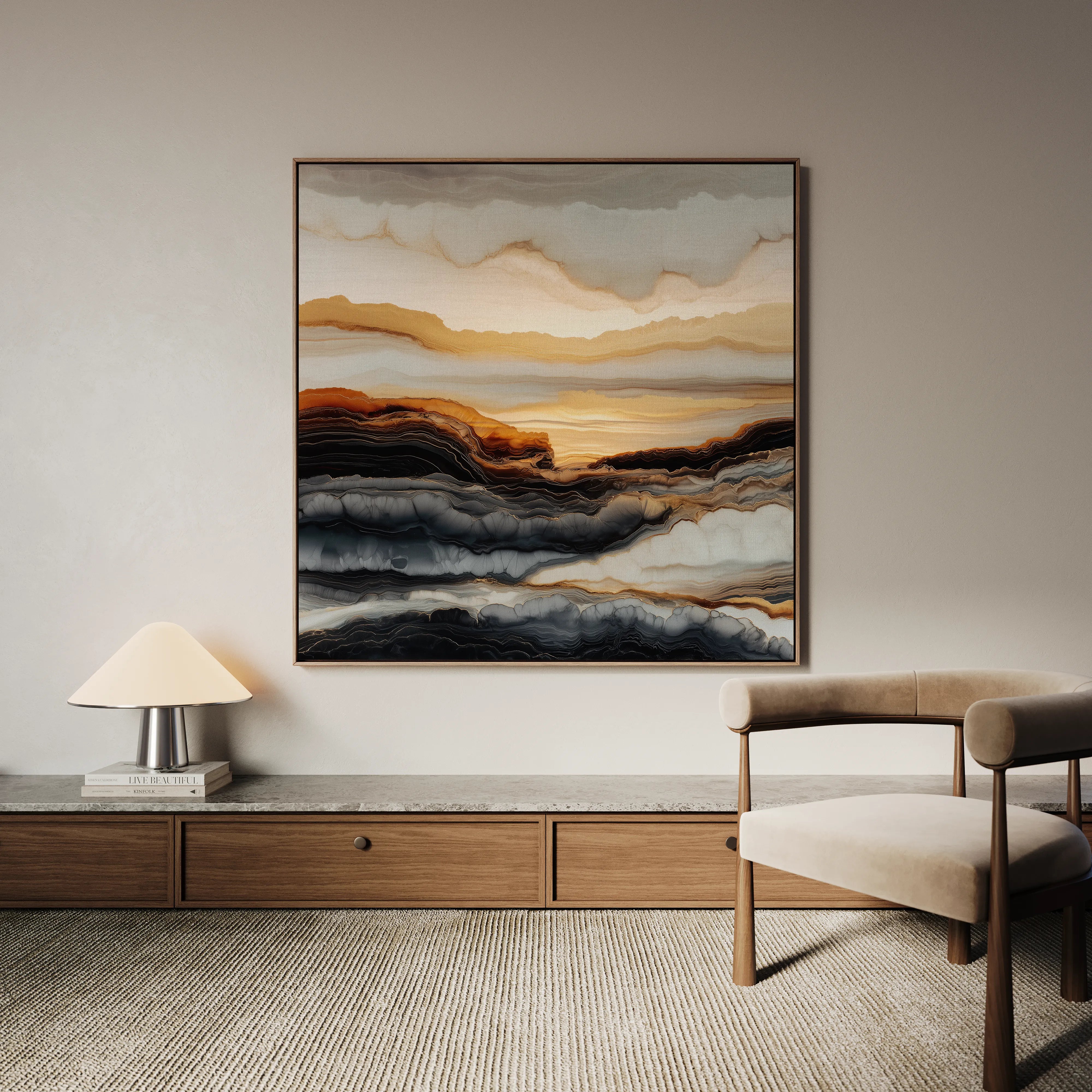 Abstract 1138 Canvas Art 16" x 16" / 40 x 40 cm / Black