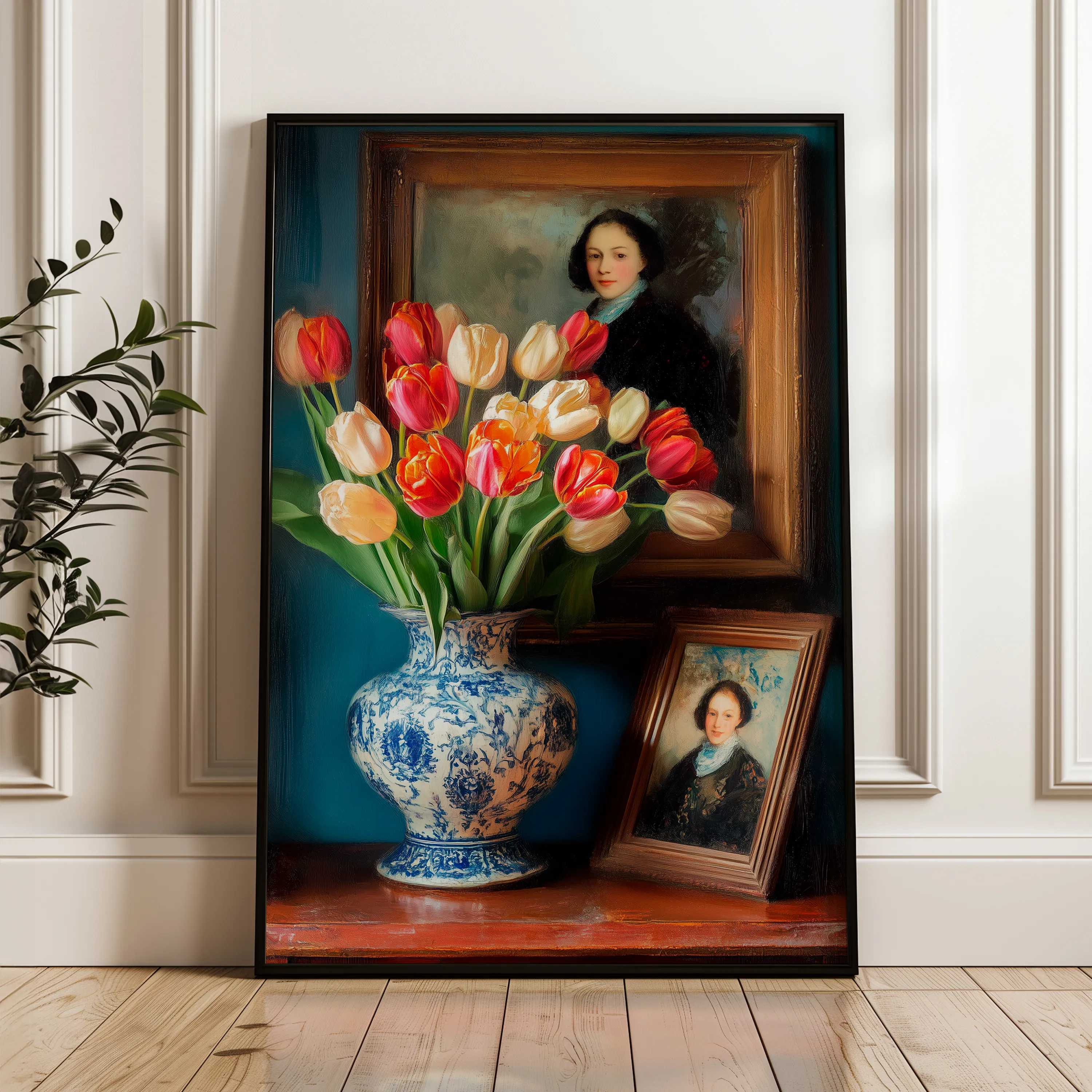 Floral 1138 Canvas Art 18" x 24" / 45 x 60 cm / Black