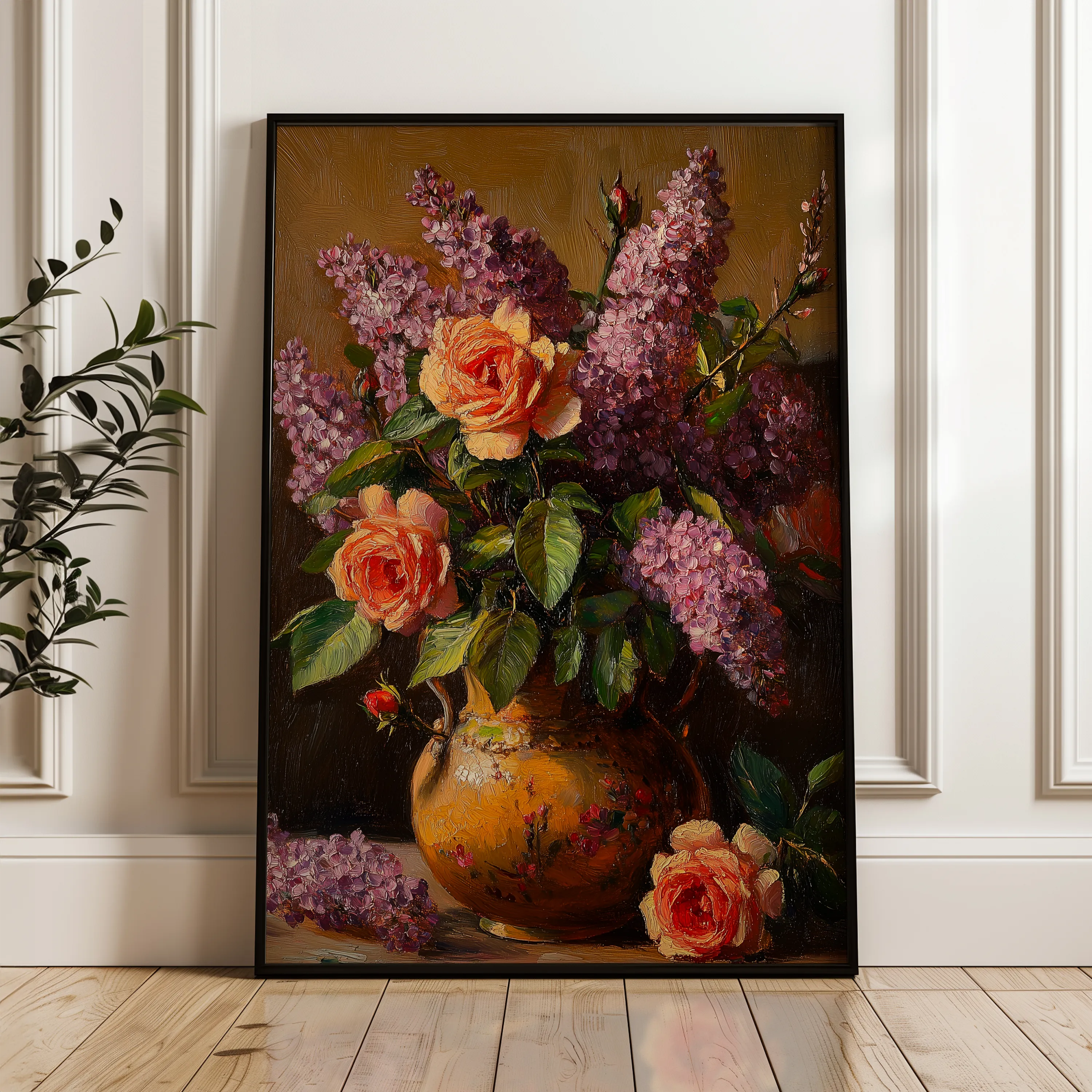 Floral 1139 Canvas Art 18" x 24" / 45 x 60 cm / Black