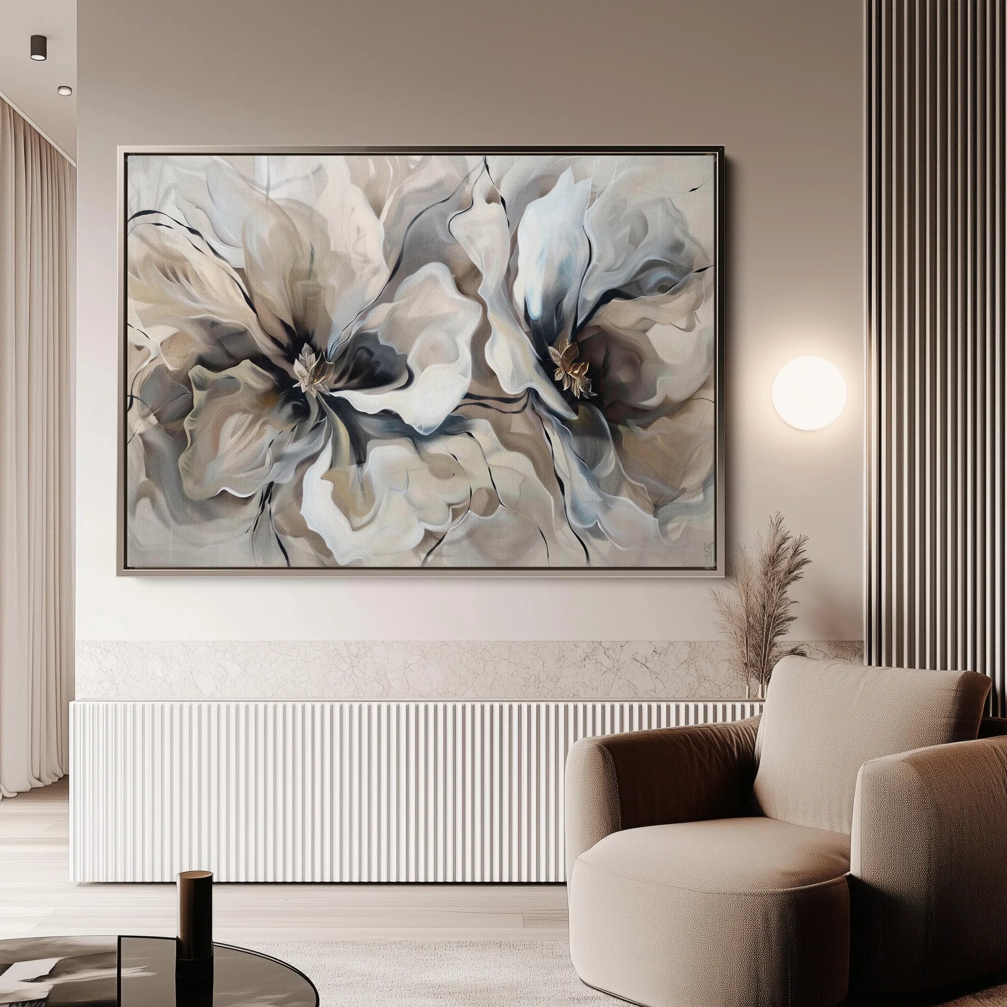 Floral 114 Canvas Art 18" x 24" / 45 x 60 cm / Black