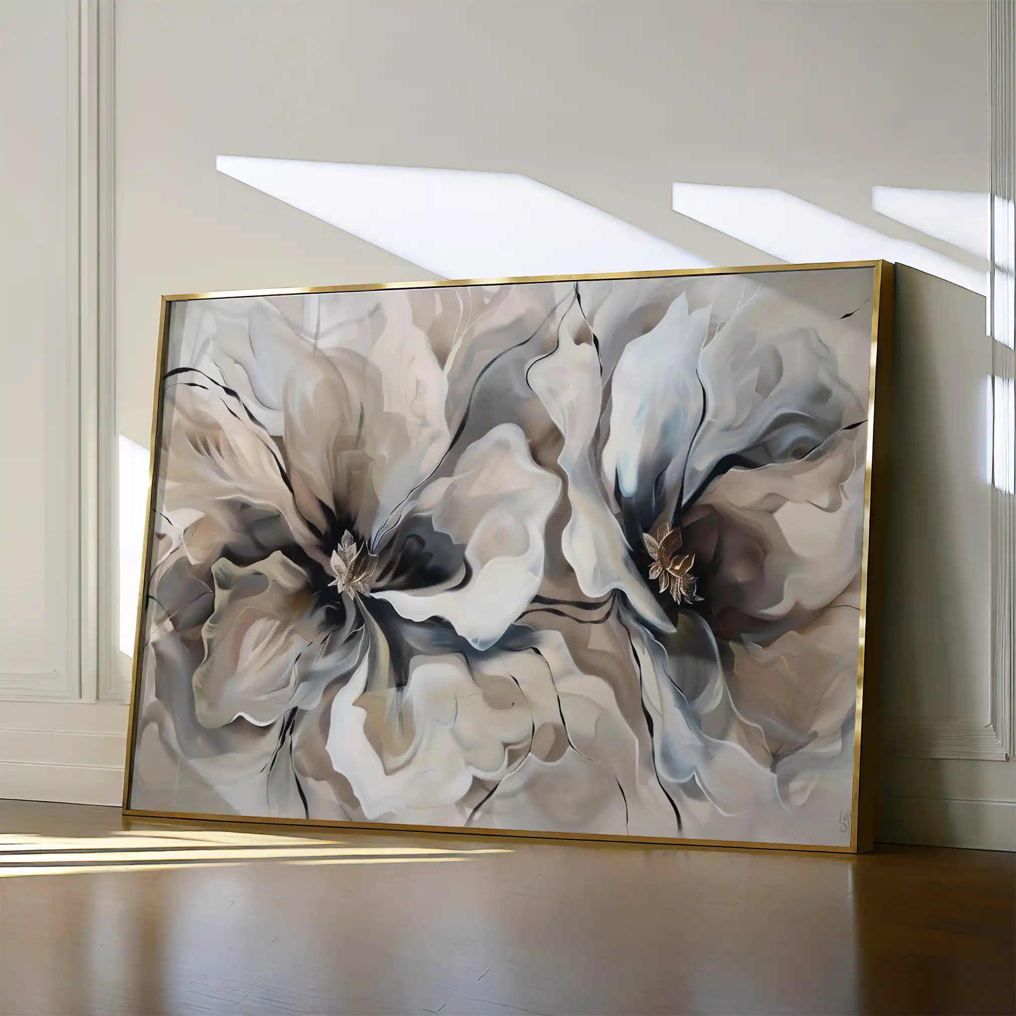 Floral 114 Canvas Art 18" x 24" / 45 x 60 cm / Black