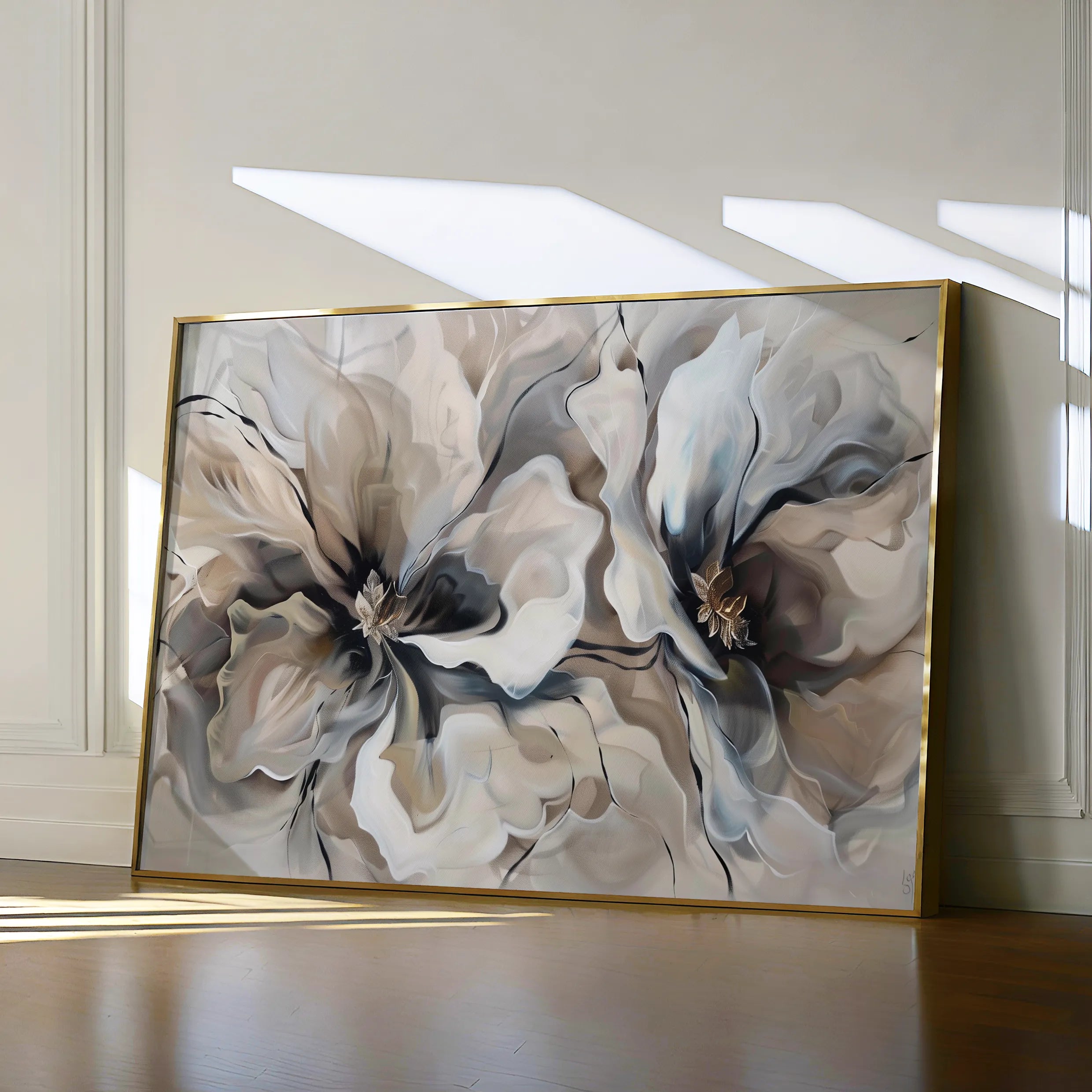 Floral 114 Canvas Art 18" x 24" / 45 x 60 cm / Black