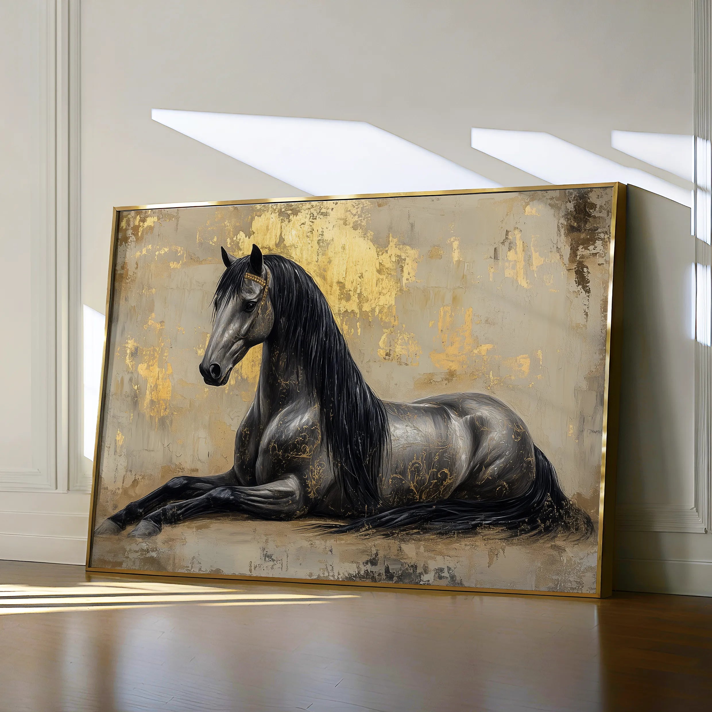 Horses 114 Canvas Art 18" x 24" / 45 x 60 cm / Black