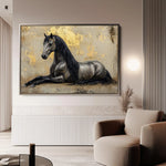 Horses 114 Canvas Art 60 x 40 cm / Black