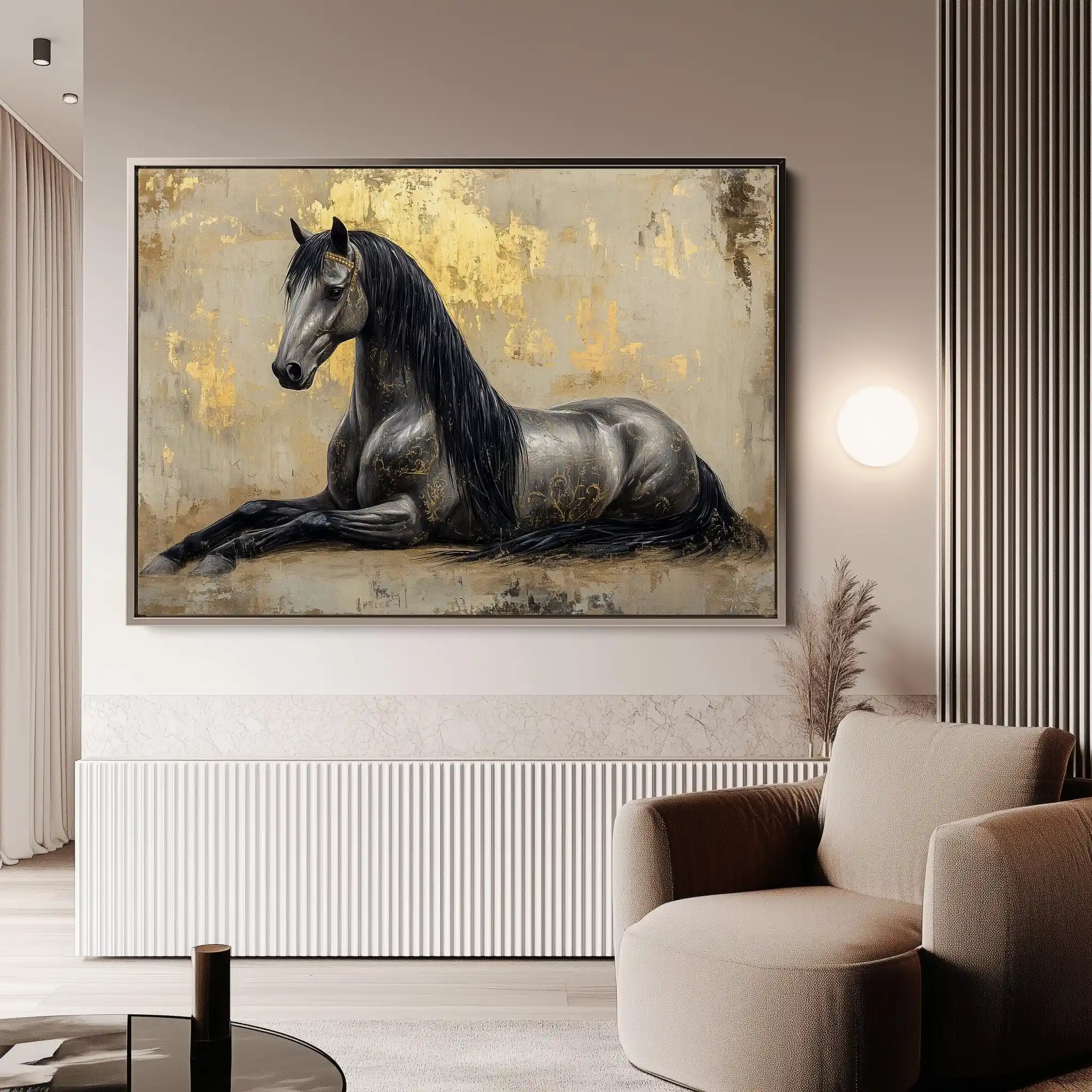 Horses 114 Canvas Art 60 x 40 cm / Black