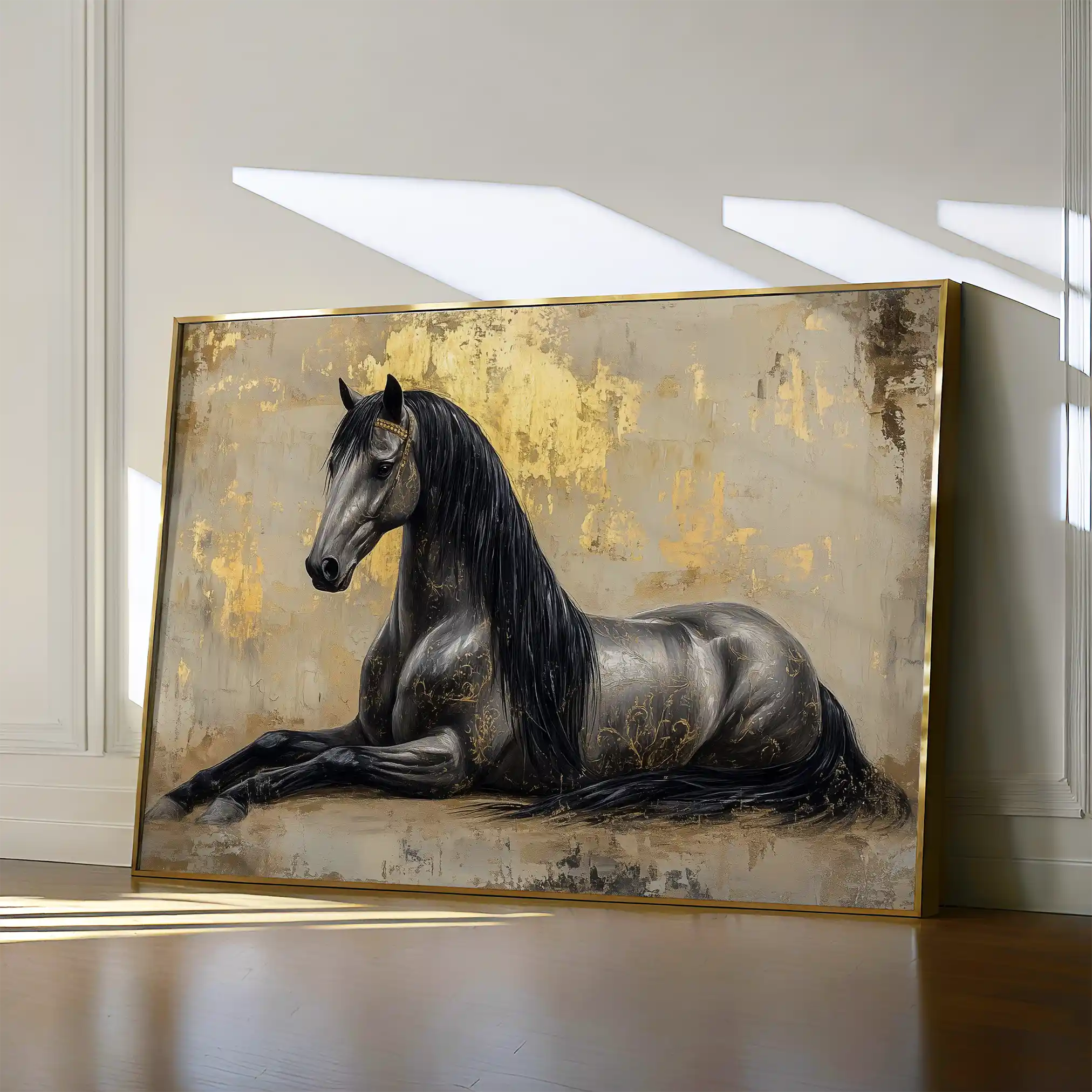 Horses 114 Canvas Art 60 x 40 cm / Black