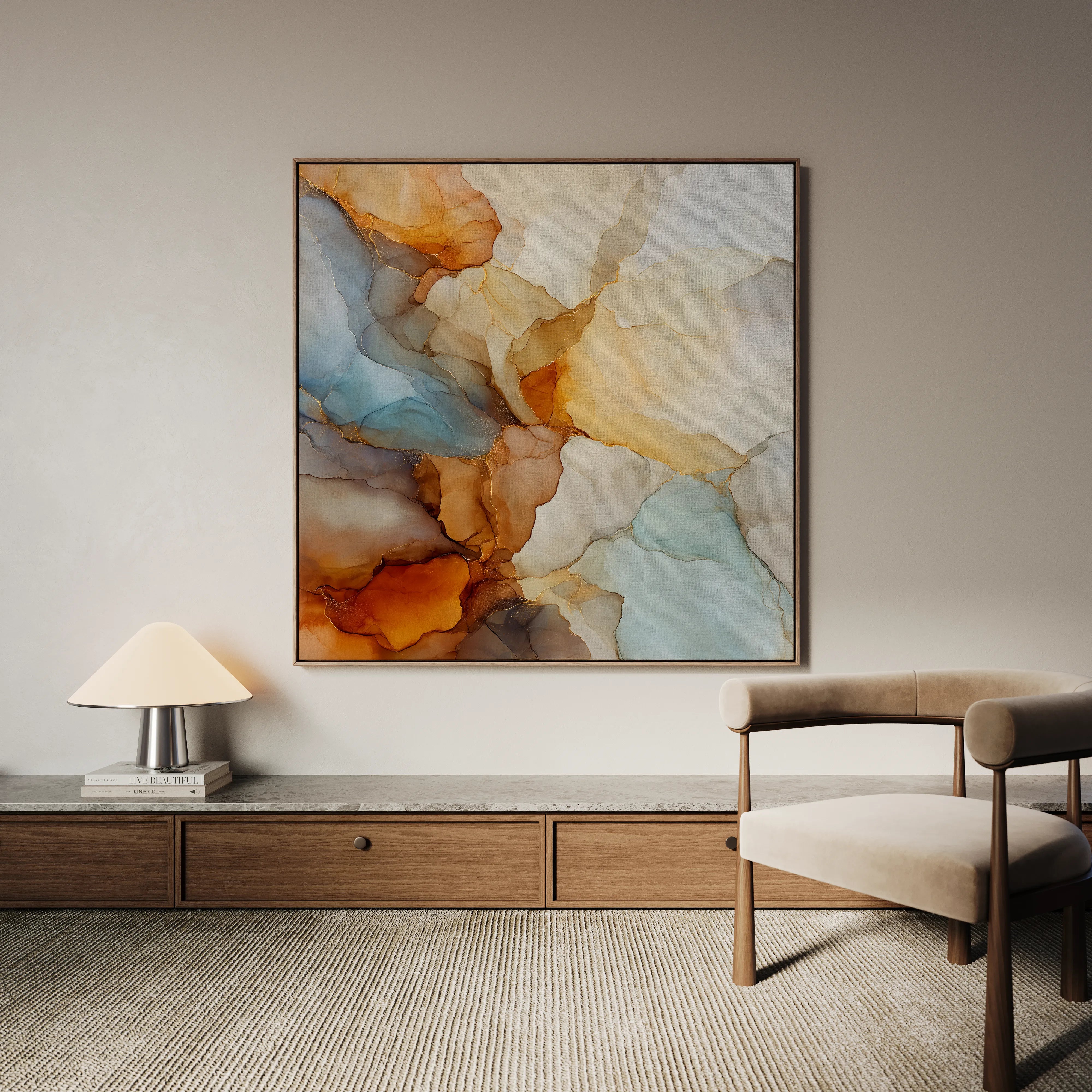 Abstract 1140 Canvas Art 16" x 16" / 40 x 40 cm / Black