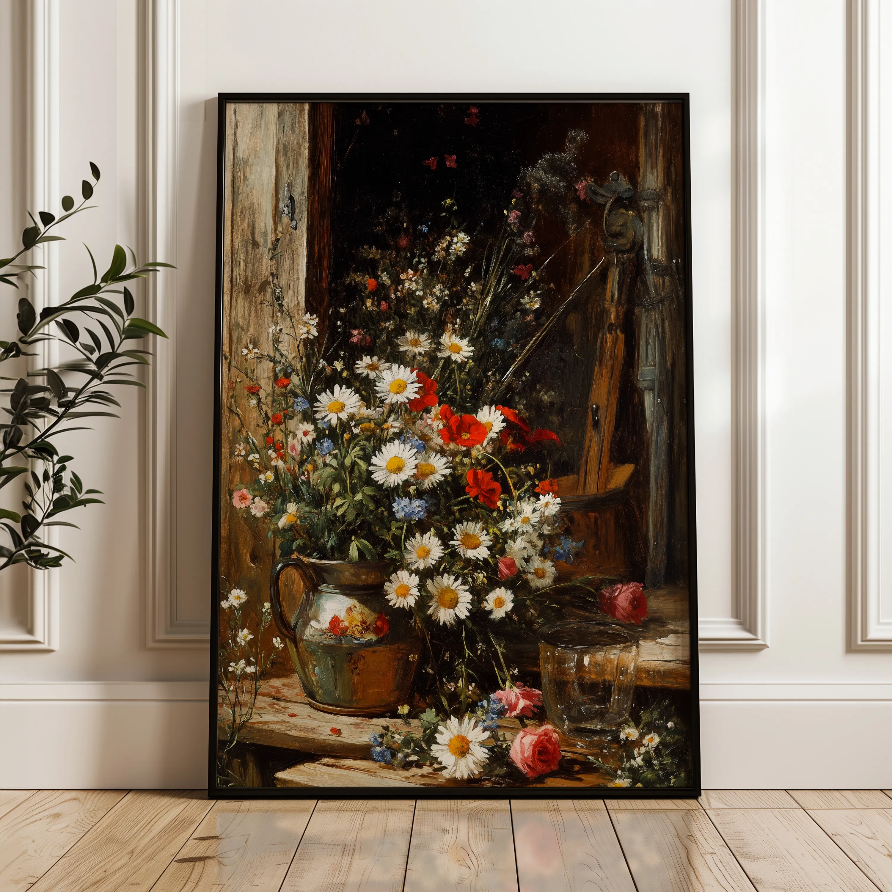 Floral 1140 Canvas Art 18" x 24" / 45 x 60 cm / Black