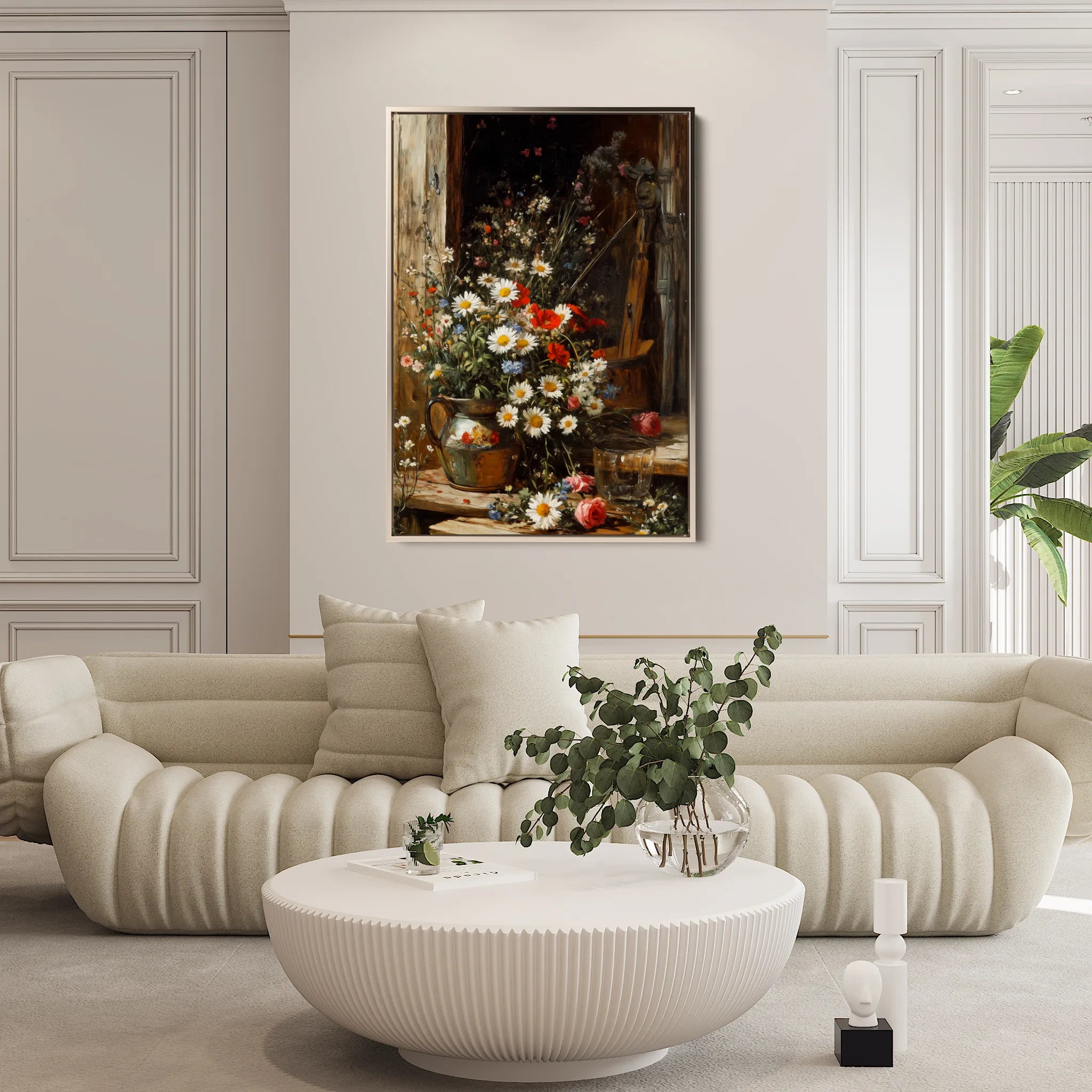 Floral 1140 Canvas Art 18" x 24" / 45 x 60 cm / Black