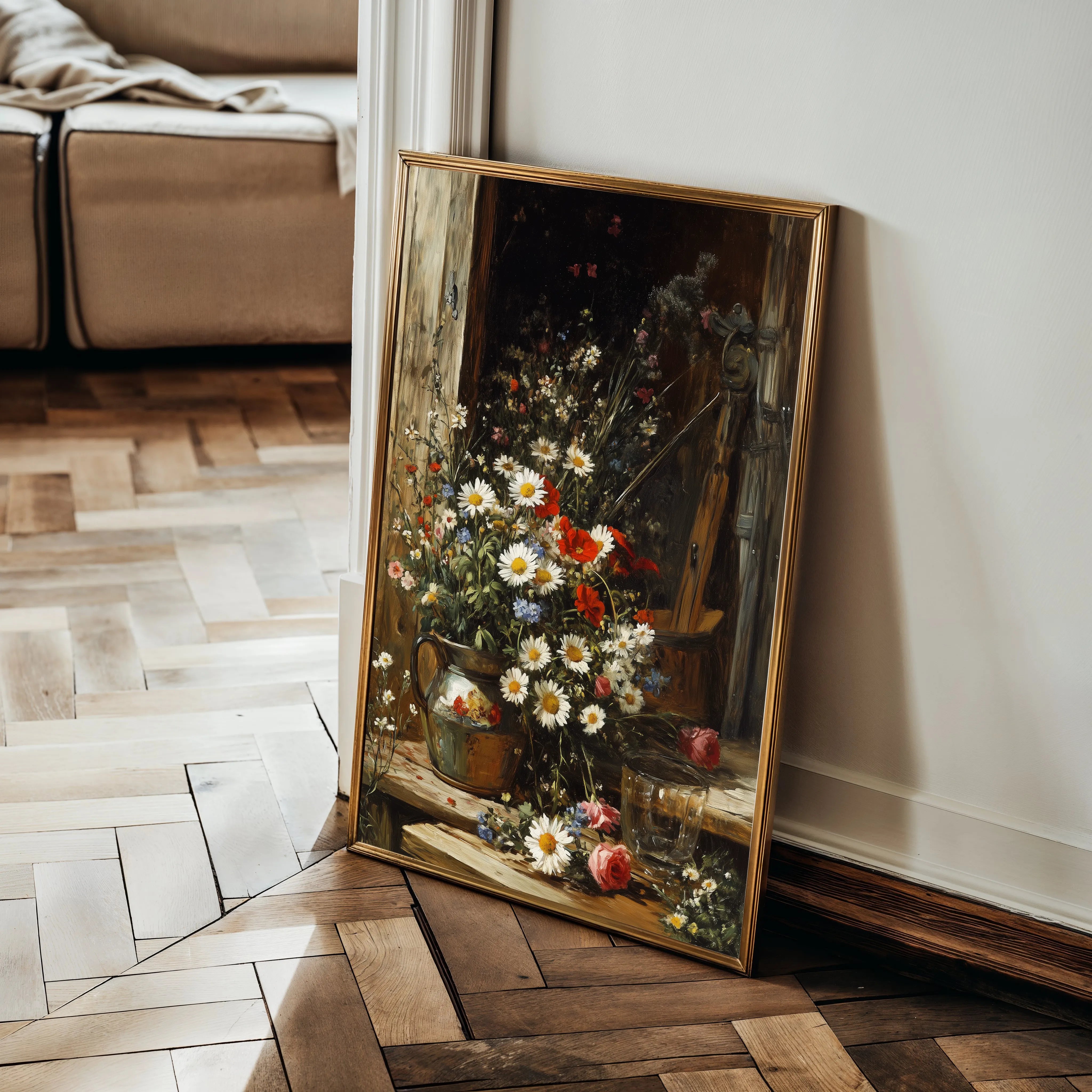 Floral 1140 Canvas Art 18" x 24" / 45 x 60 cm / Black