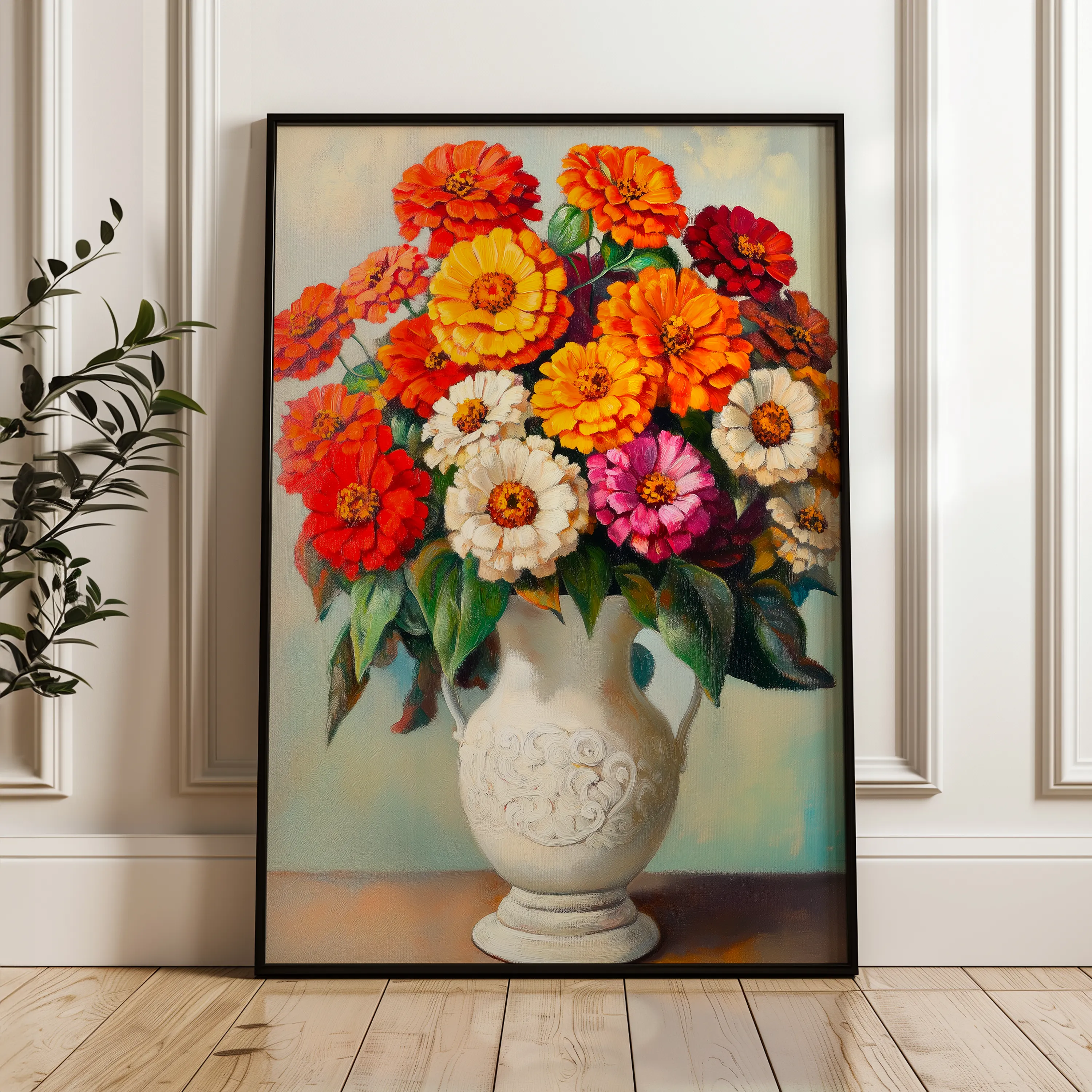 Floral 1141 Canvas Art 18" x 24" / 45 x 60 cm / Black