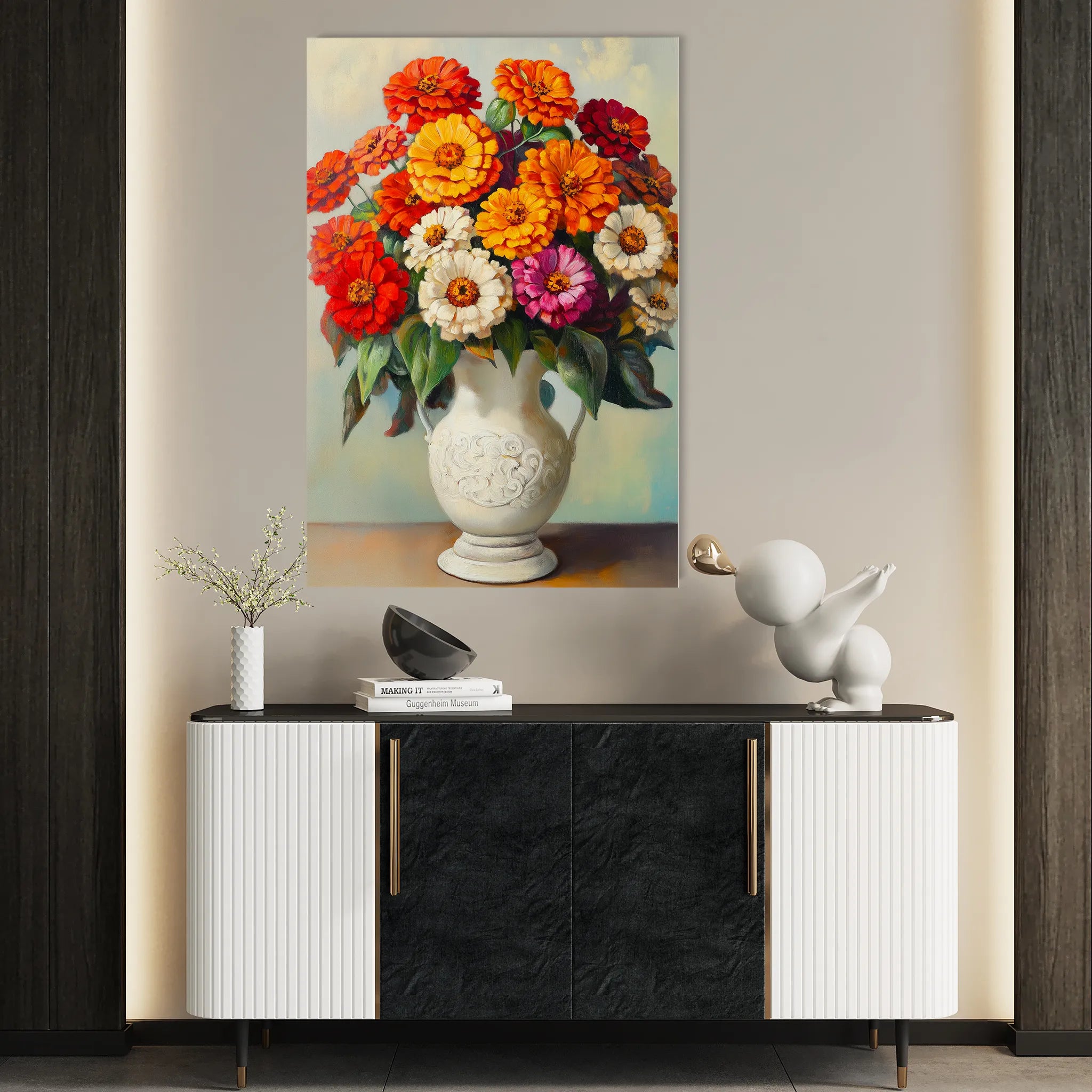 Floral 1141 Canvas Art 18" x 24" / 45 x 60 cm / Black