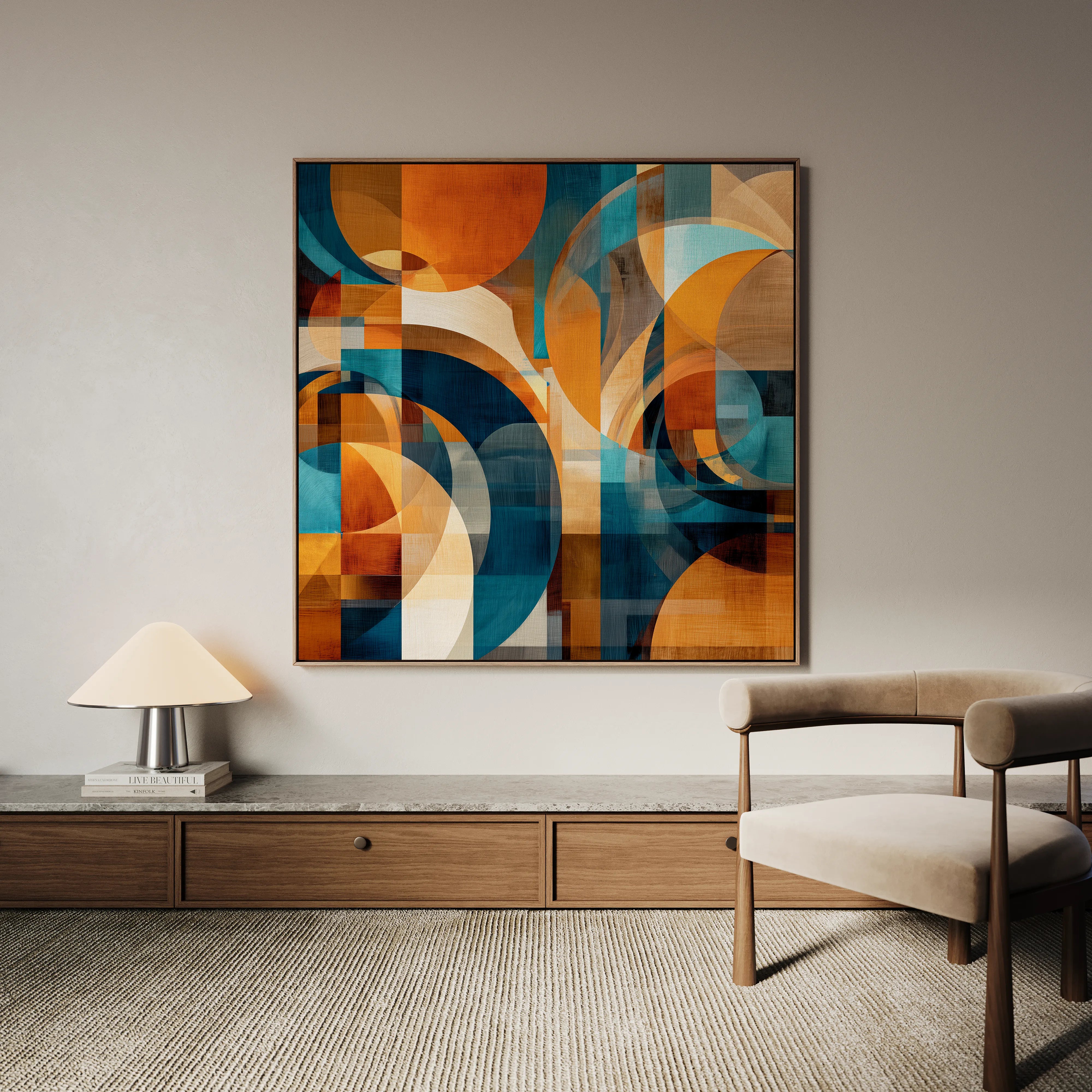 Abstract 1144 Canvas Art 16" x 16" / 40 x 40 cm / Black