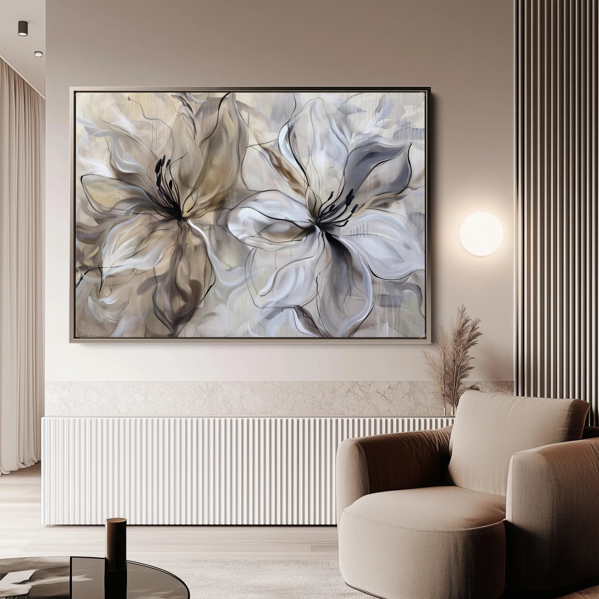 Floral 115 Canvas Art 18" x 24" / 45 x 60 cm / Black