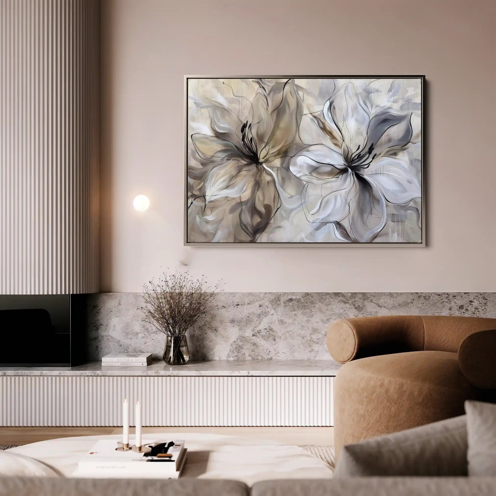 Floral 115 Canvas Art 18" x 24" / 45 x 60 cm / Black
